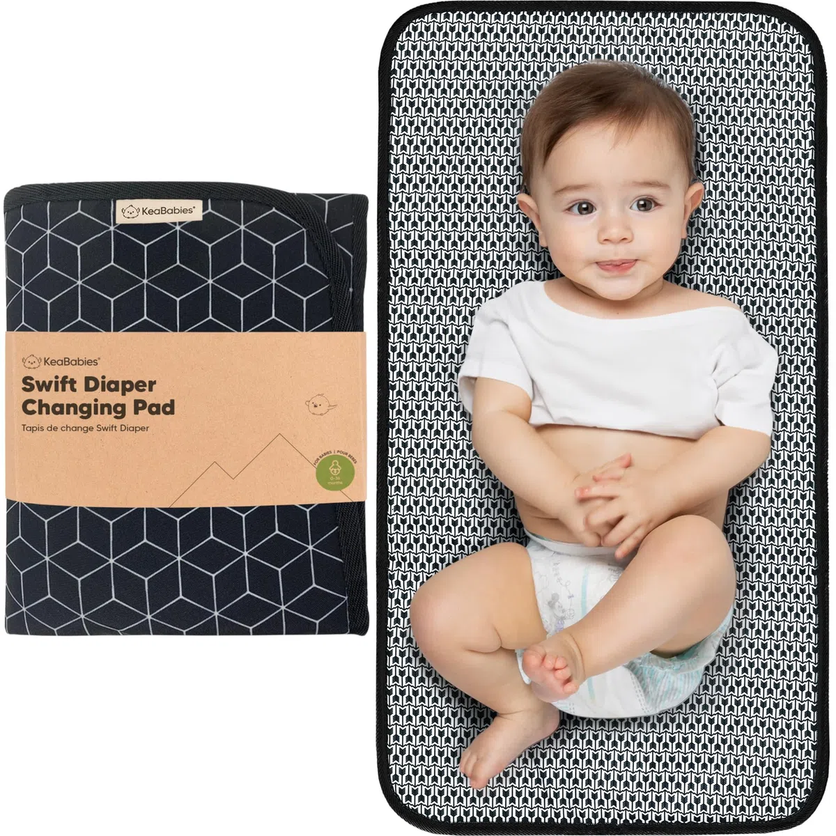 Portatile Fasciatoio Per Pannolini - Impermeabile Pieghevole Bambina Materassino Fasciatoio - Piccola Leggera Viaggio Tappetino Per Il Cambio Del Pannolino - Lavabile In Lavatrice (Black Geo)