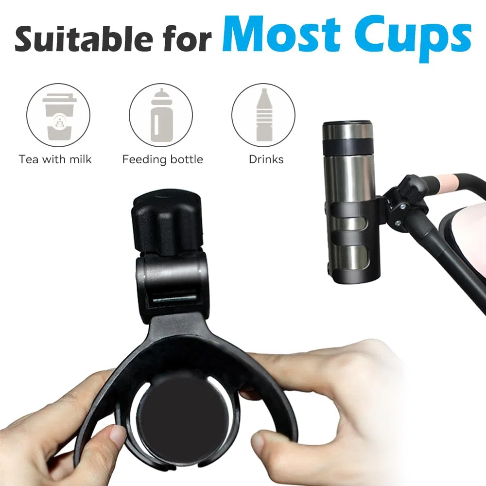 Porta Biberon per Passeggino, Portabicchieri per Passeggino Universale con Gancio, 2 Pezzi Porta Borraccia per Biberon Tazza di caffè Bevande, Portabevande per Passeggino Sedia a Rotelle