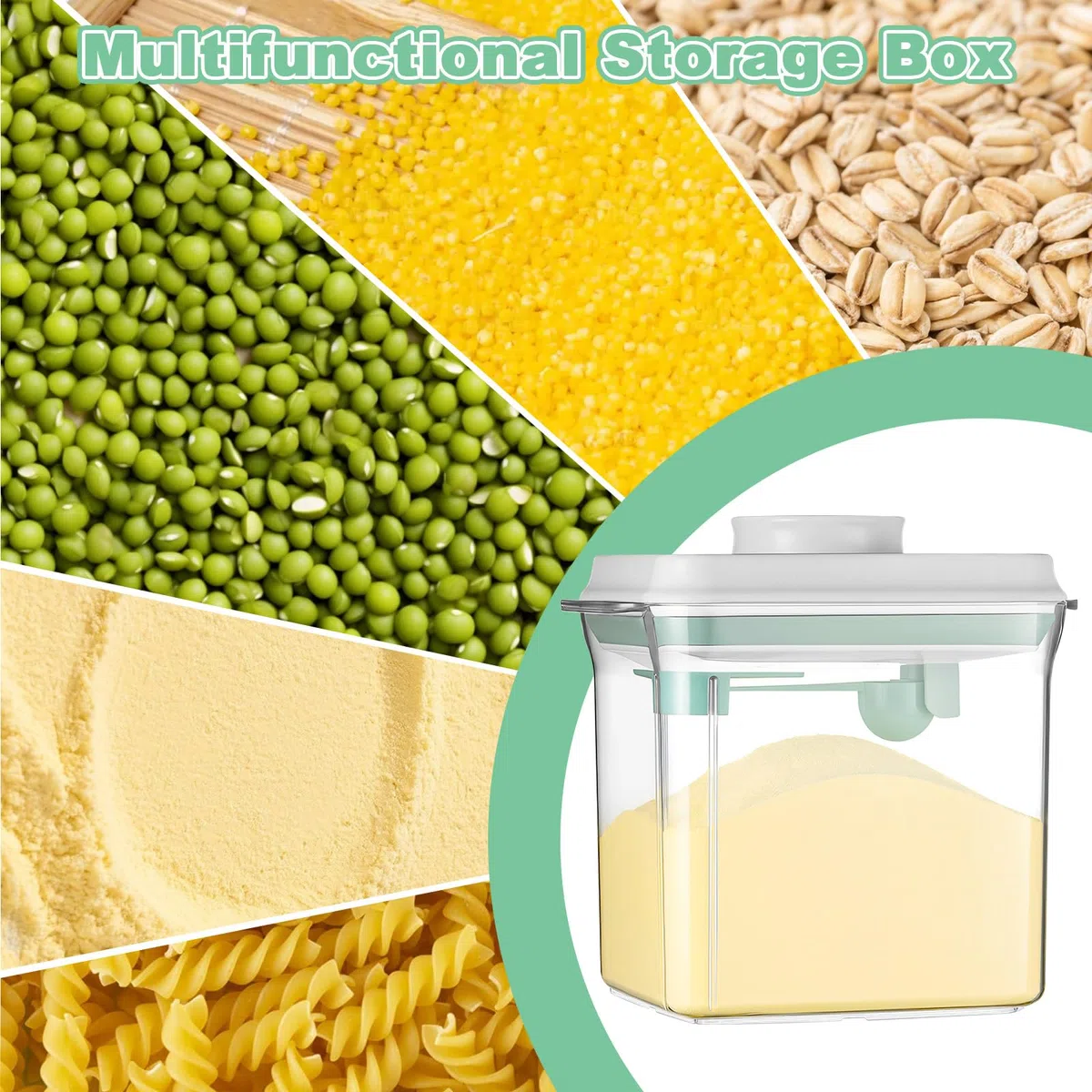 1700ml Dispenser per Latte in Polvere Neonati con Cucchiaio Dosatore, Contenitore Coperchio Pressione Ermetico Resistente Umidità, Porta Lavabile Lavastoviglie & Senza BPA per Caffè, Cereali e Farina