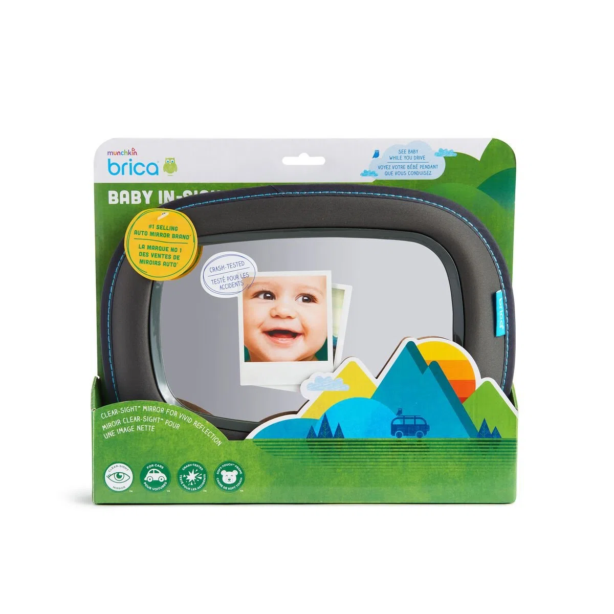 Munchkin Specchietto per seggiolino auto, Specchietto retrovisore grandangolare per bebe e bambini rivolti all'indietro, 100% infrangibile e testato contro gli urti, Accessori essenziali