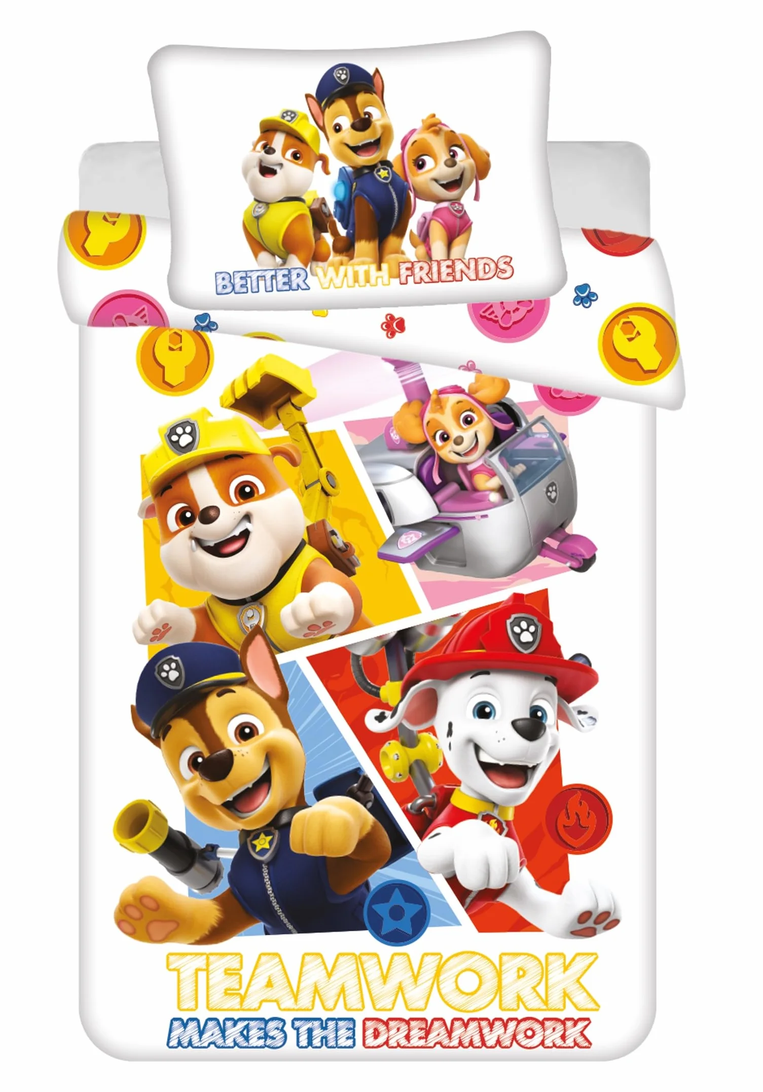 Set di biancheria da letto Paw Patrol per bambini, biancheria da letto per bambini, set per bambini piccoli, copripiumino 100 x 135 cm e federa 40 x 60 cm, in cotone, per ragazze e ragazzi