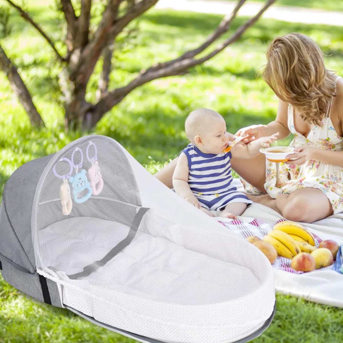 Lettino Da Viaggio Culla Per neonatis - Culla Pieghevole | Con Zanzariera, Nido Accogliente, Lettino Per Bambini | Culla Portatile Per Bambini Con Giocattoli Per Lo Sviluppo E Rete Traspirante