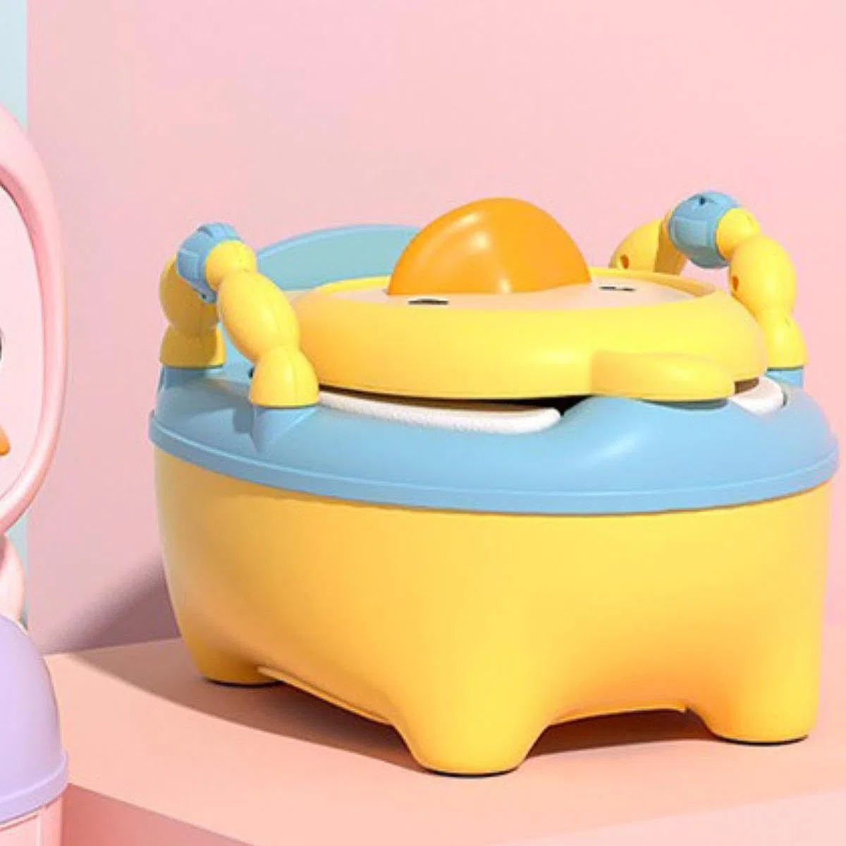 perfeclan Sedile vasino da bagno in vasino per bambini, versatili portatili sedile del bagno di allenamento vasino per la guida di viaggio, Giallo