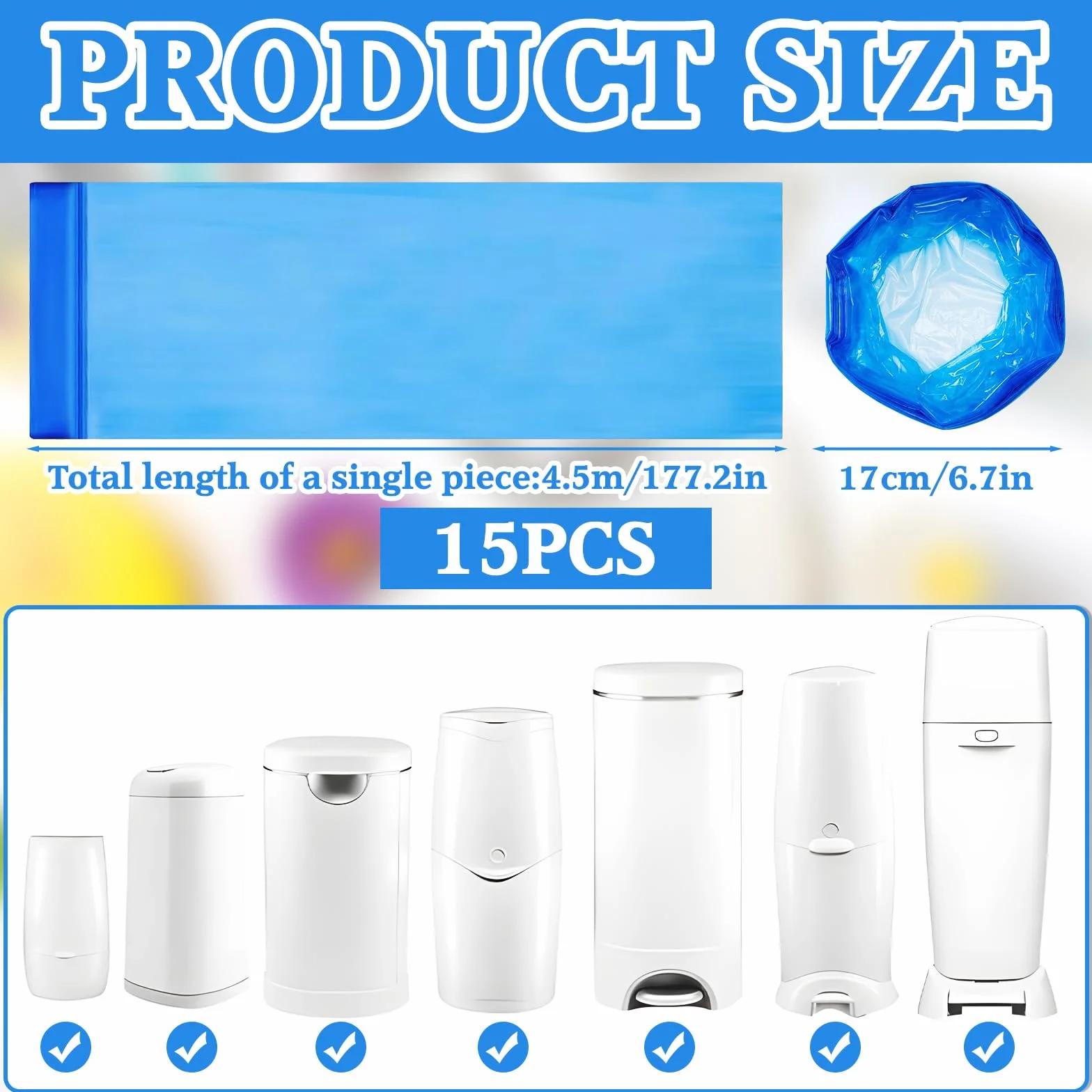 15 Pezzi Ricarica Mangiapannolini, Ricariche Mangiapannolini Antiodore Addensata, Sacchetti Mangiapannolini Compatibile con Tommee Tippee, Twist & Click, LitterLocker Maialino Foppapedretti Angelcare