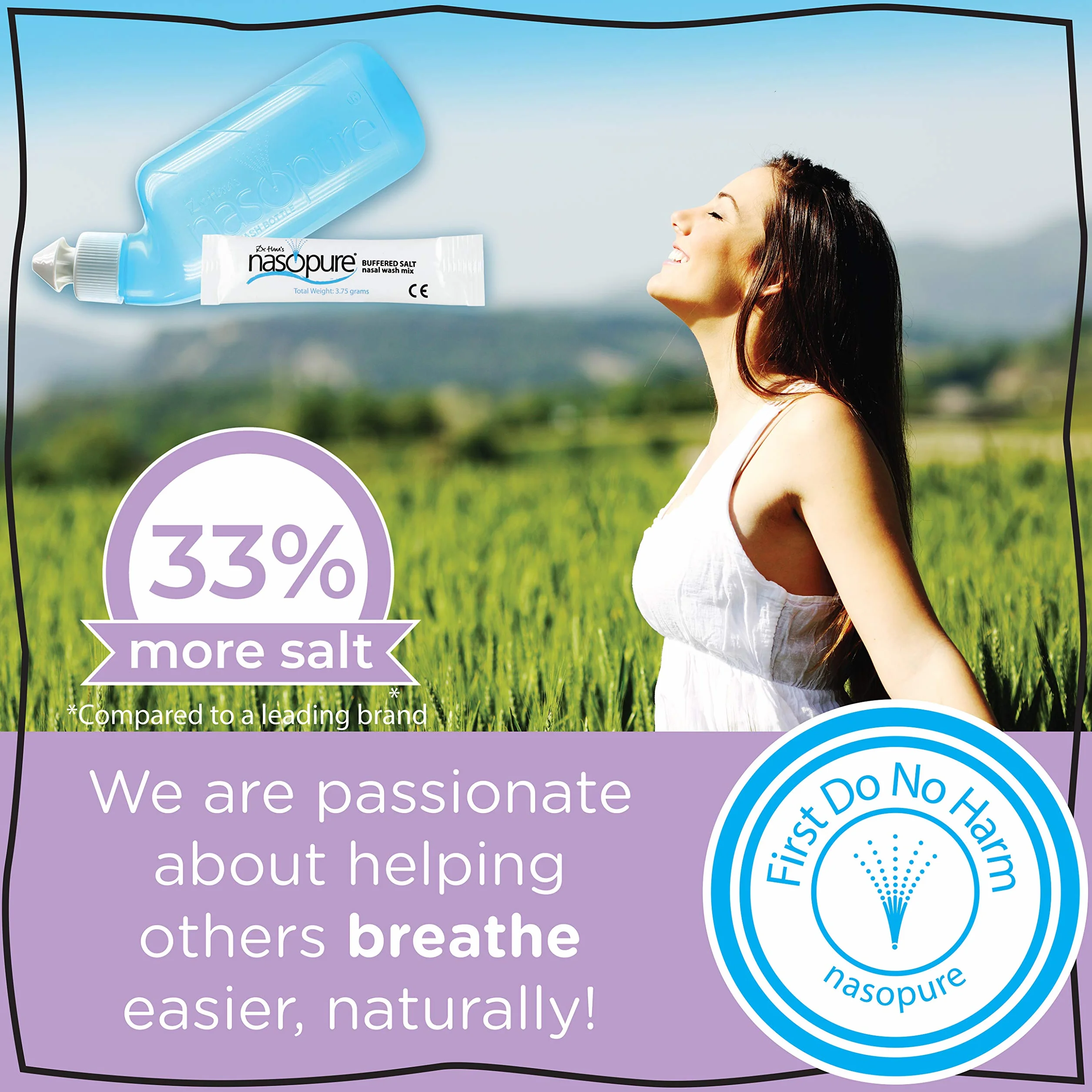 Dr. Hana's Nasopure Nasal Wash - Little Sampler Kit - Includes 1 x 4 oz Nasopure Bottle & 4 Nasopure Buffered Salt Packets