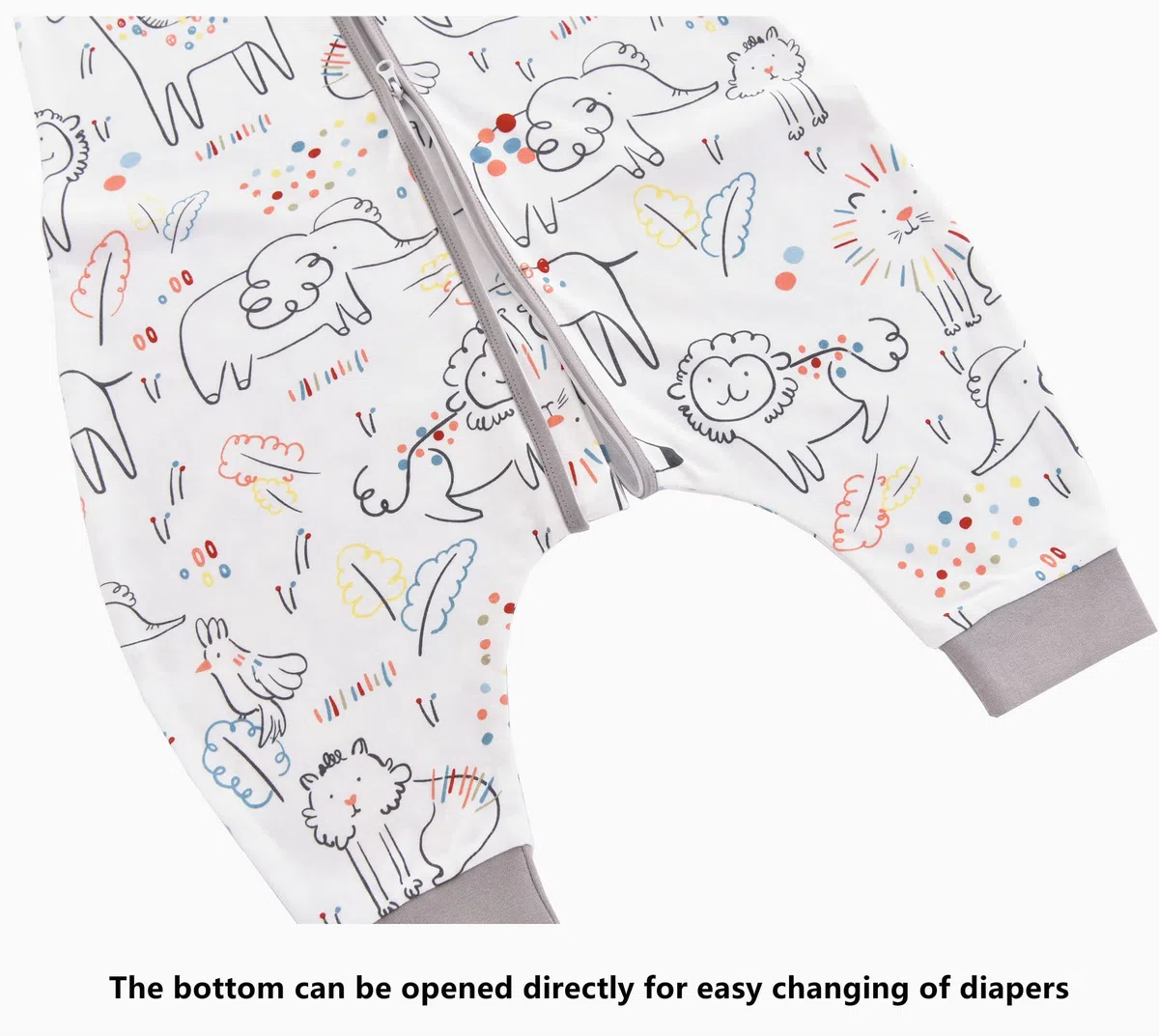Chilsuessy - Confezione da 2 pezzi, sacco nanna estivo con piedi, 0,5 Tog, 100% cotone, per bambini e bambine, motivo animali della foresta, 100 cm (1 confezione)