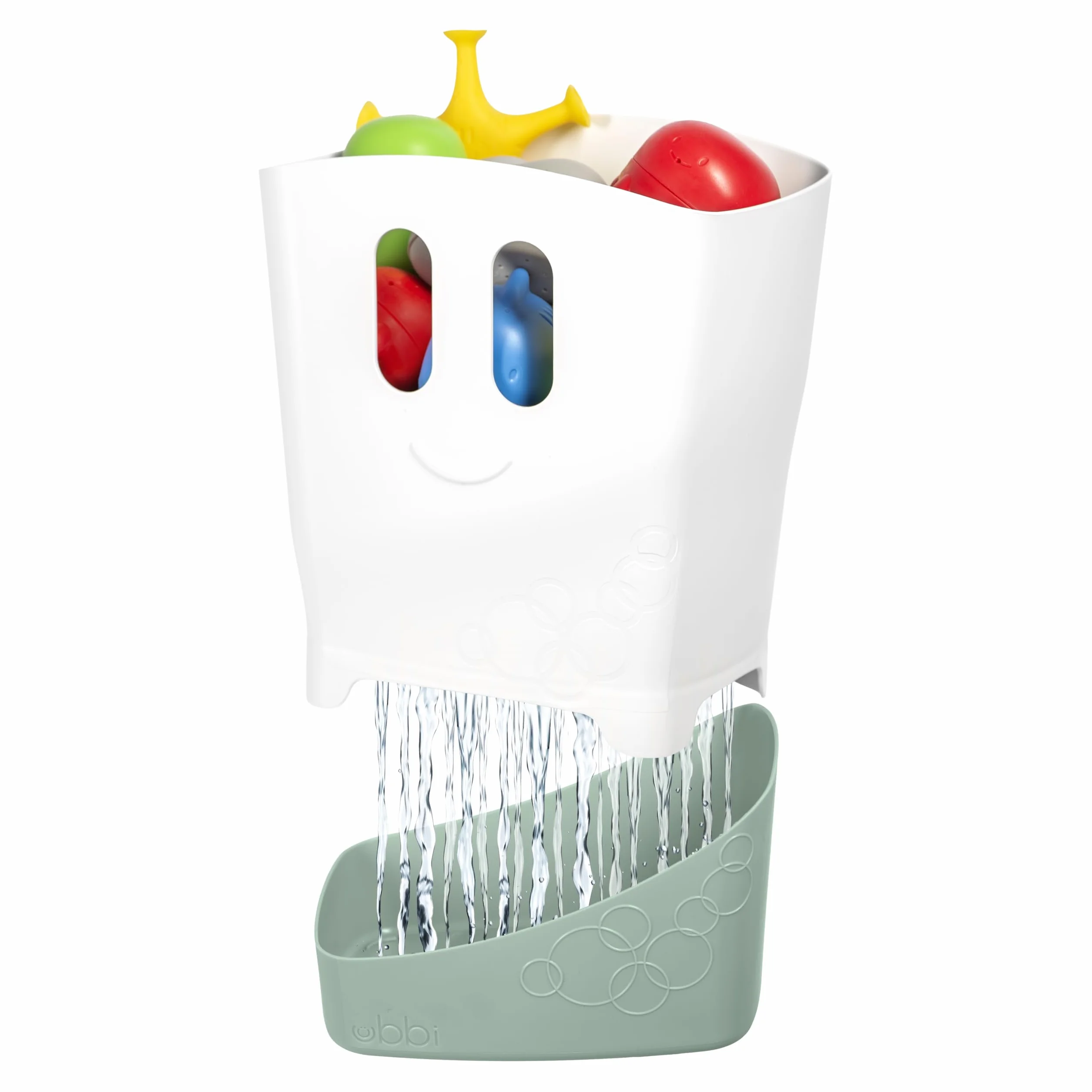 Ubbi Organizer autoportante per giocattoli da bagno con stendibiancheria rimovibile e paletta per bambini e bambini, salvia