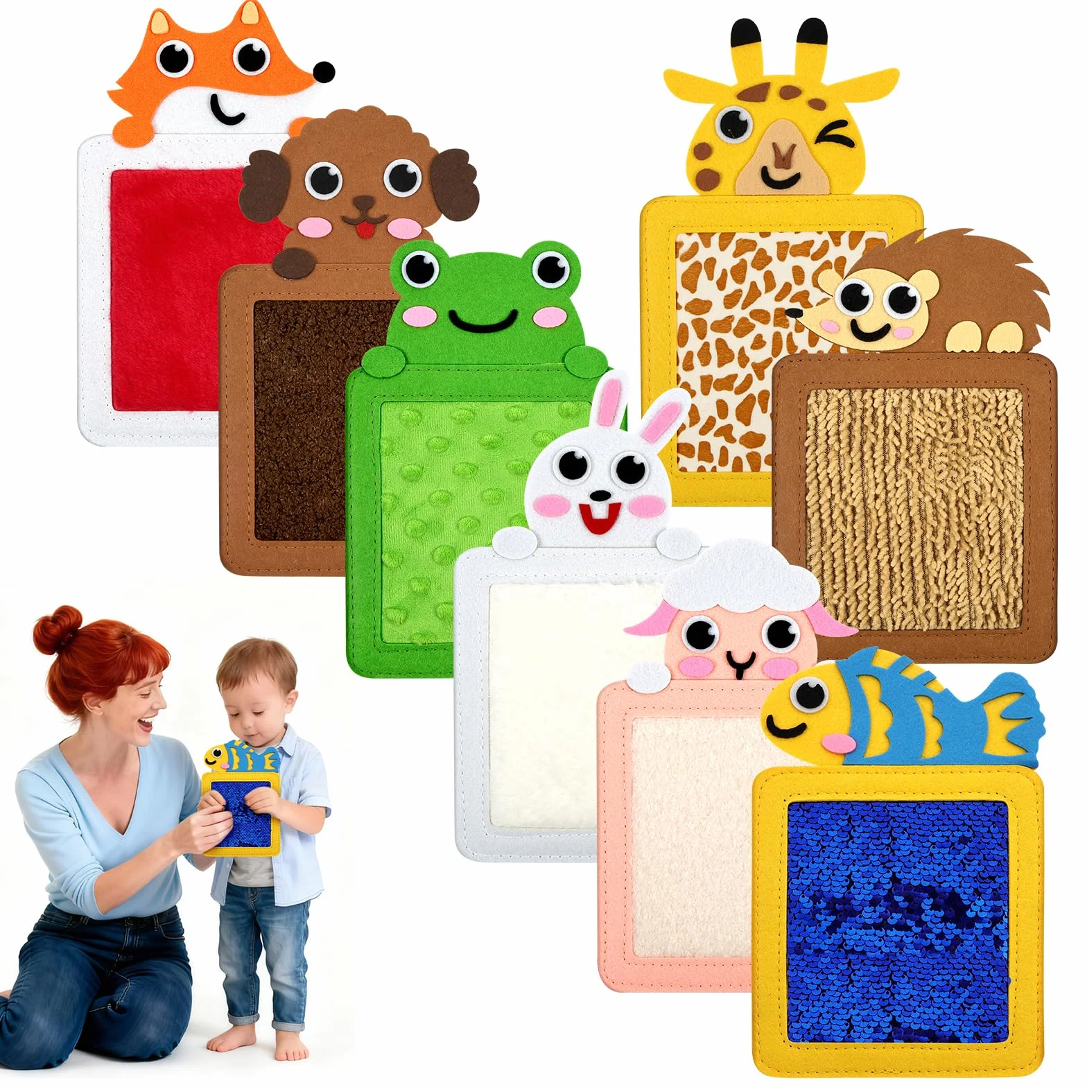 Vicloon 8 Tappetini Sensoriali per Bambini, Tappetino da Gioco con Piastrelle Testurizzate per Bambini Autistici, Giocattoli per Esigenze Speciali per Gioco Tattile/Sollievo Dall'ansia