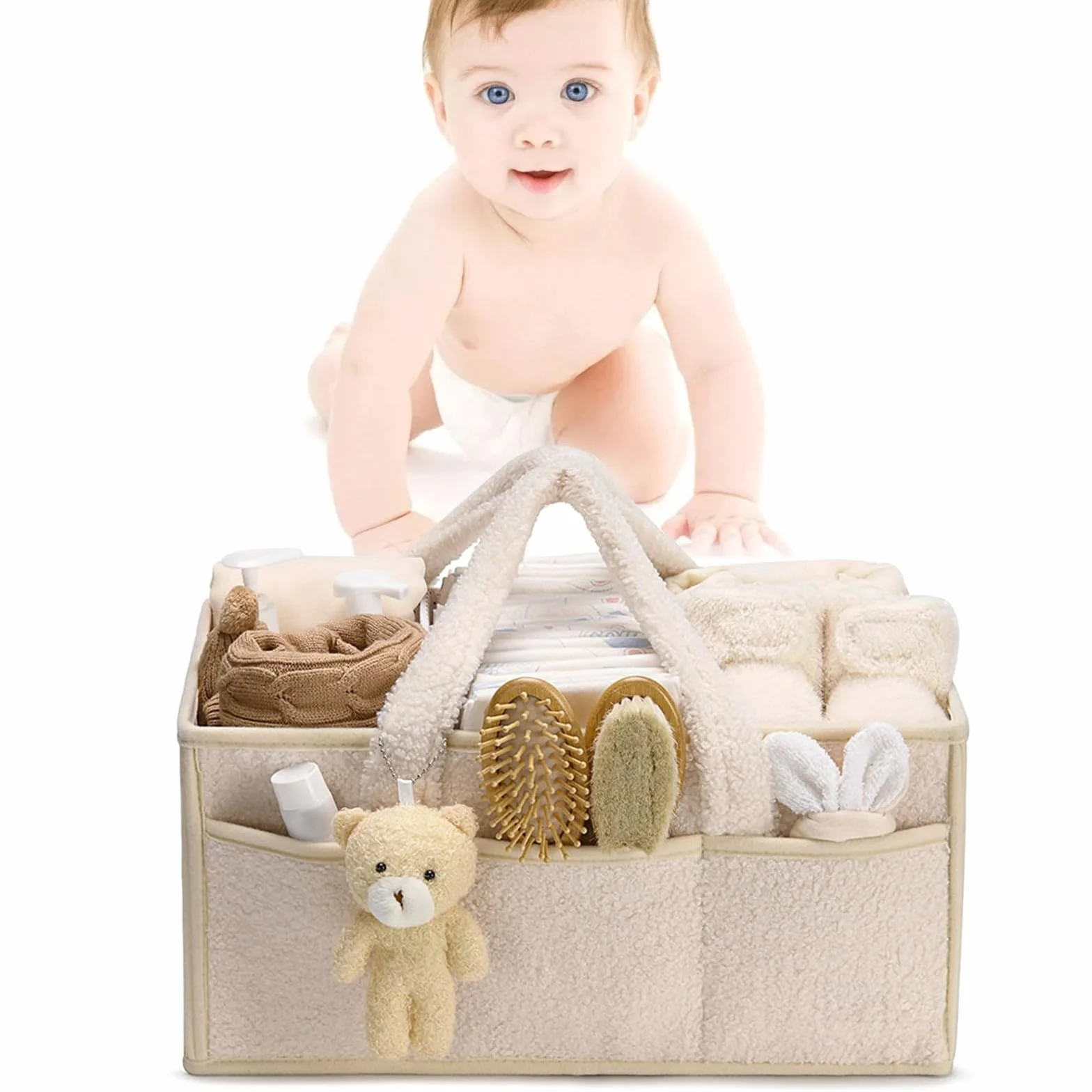 Comioke Porta Pannolini, Borsa Porta Pannolini Organizer, Cestini Portaoggetti Neonato, Cestino con Scomparti e Maniglie - Regalo Neonato, OrganizerPer Neonati,Cestino