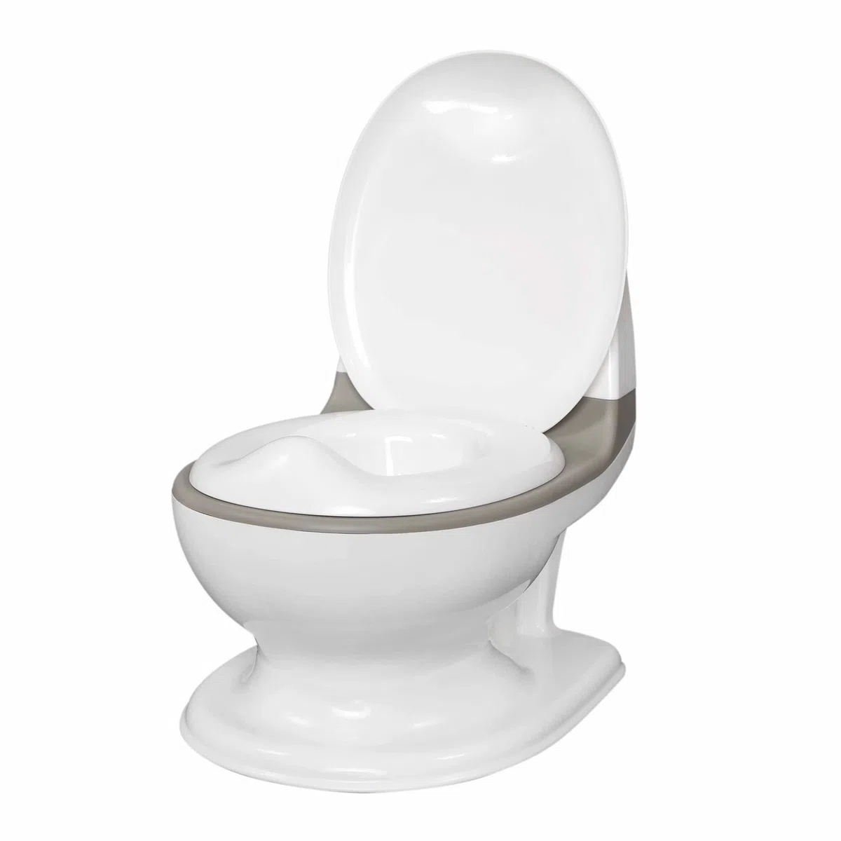 Nuby Dr. Talbot's - My Real Potty - Vasino per bambini con suono di sciacquone - Allenatore di toilette per bambini - con suono reale e batterie incluse - WC grigio e bianco - 18+ mesi