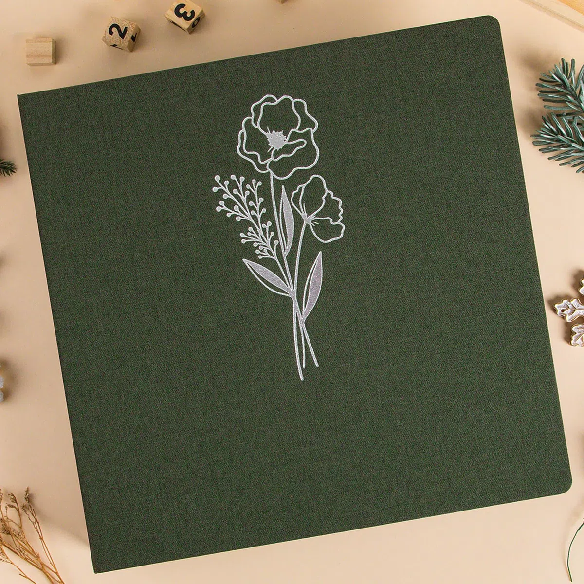 Lanpn Album Fotografico Scrapbooking 30x30 cm, Biancheria Album Foto Portafoto Raccoglitore a 3 anelli 30 x 30 cm con 30 Tasche 60 Pagine (Verde)