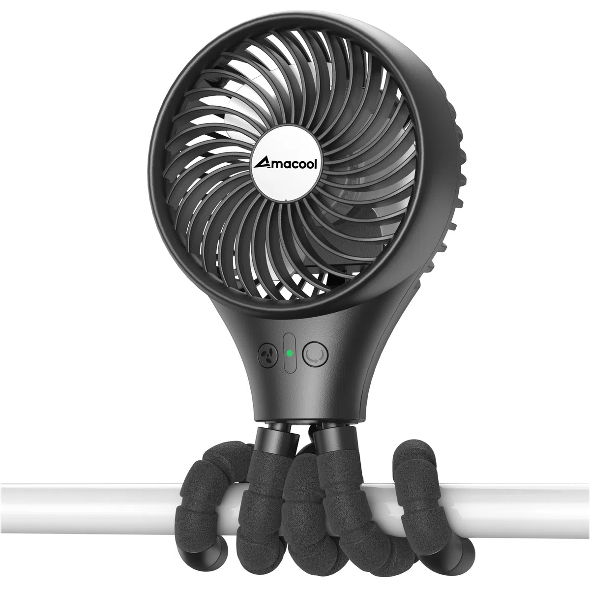 AMACOOL Ventilatore a batteria, oscillante portatile a clip con treppiede flessibile a 3 velocità, per seggiolino auto, culla e tapis roulant da viaggio