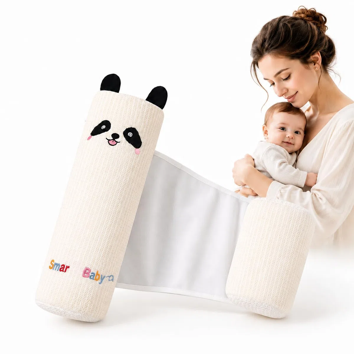 Cuscino Neonato Morbido e Regolabile, Cuscino Lettino Bambino con Supporto Ergonomico per il Riposo, Cuscino Laterale per Neonati, Fantasia Panda o Tigre (Panda)