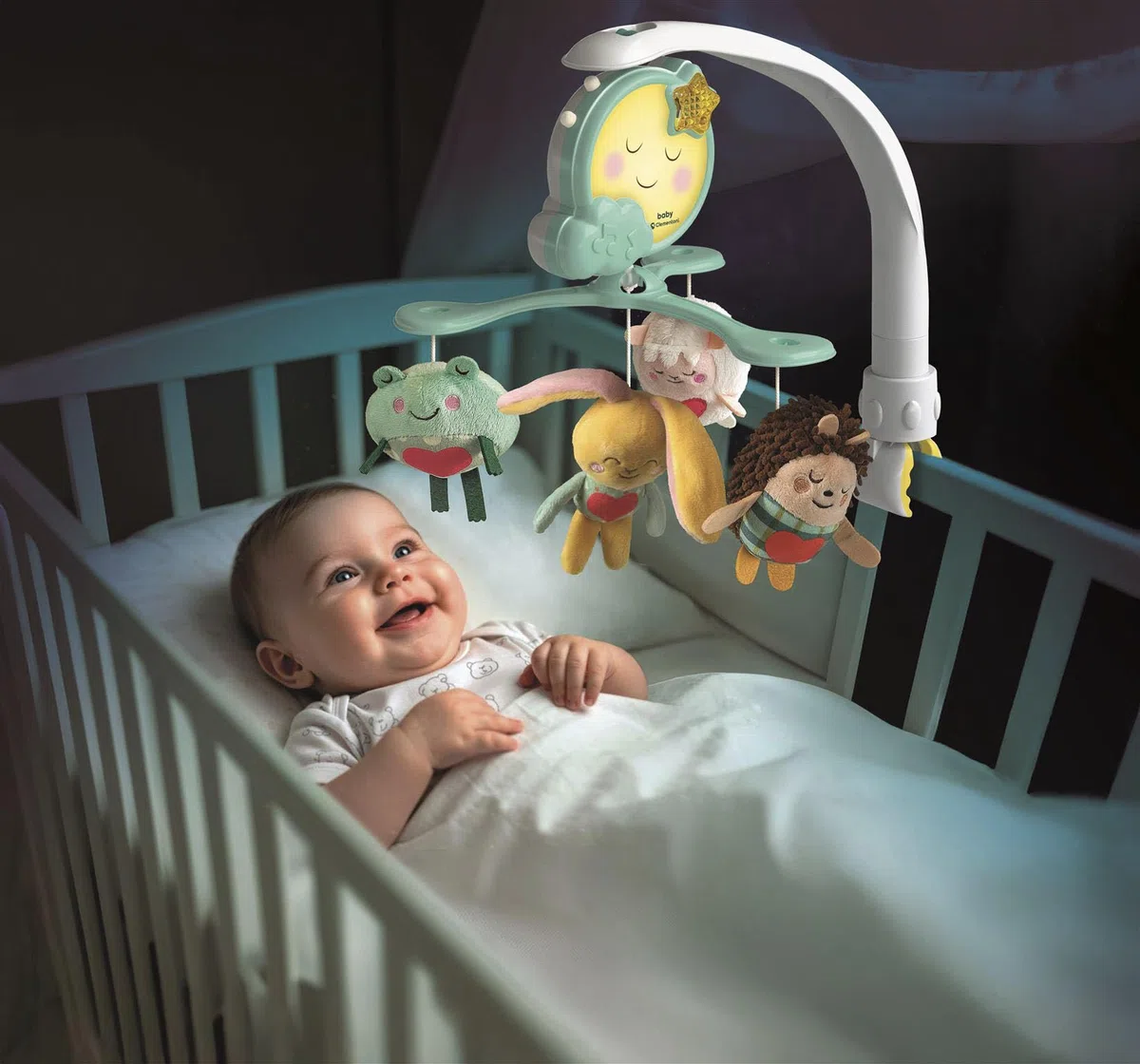 Baby Clementoni for You - Goodnight Cot Mobile, Giocattolo Musicale per Neonati 0+ Mesi, per Culla e Passeggino, in Morbido Tessuto, Stimola Emotività e Percezione Tattile, 17561