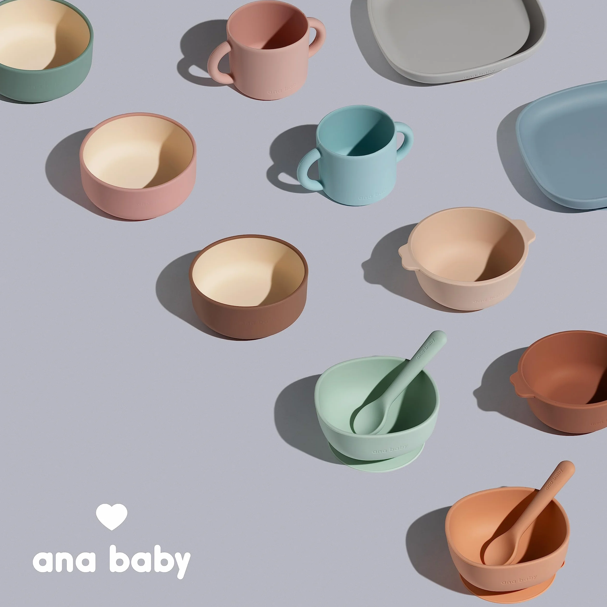 ana baby 2 Pack Silicone Feeding Suction Plates for Babies and Toddlers, BPA Free, Dishwasher, Microwave and Freezer Safe