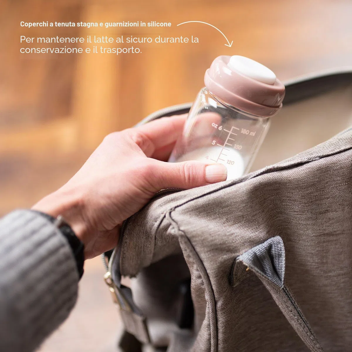 Bottiglie in vetro per latte materno di alta qualità, 180 ml, lavabili in lavastoviglie, adatte al congelatore e al microonde (4 bottiglie di vetro per conservare il latte materno, 4 x 180 ml)