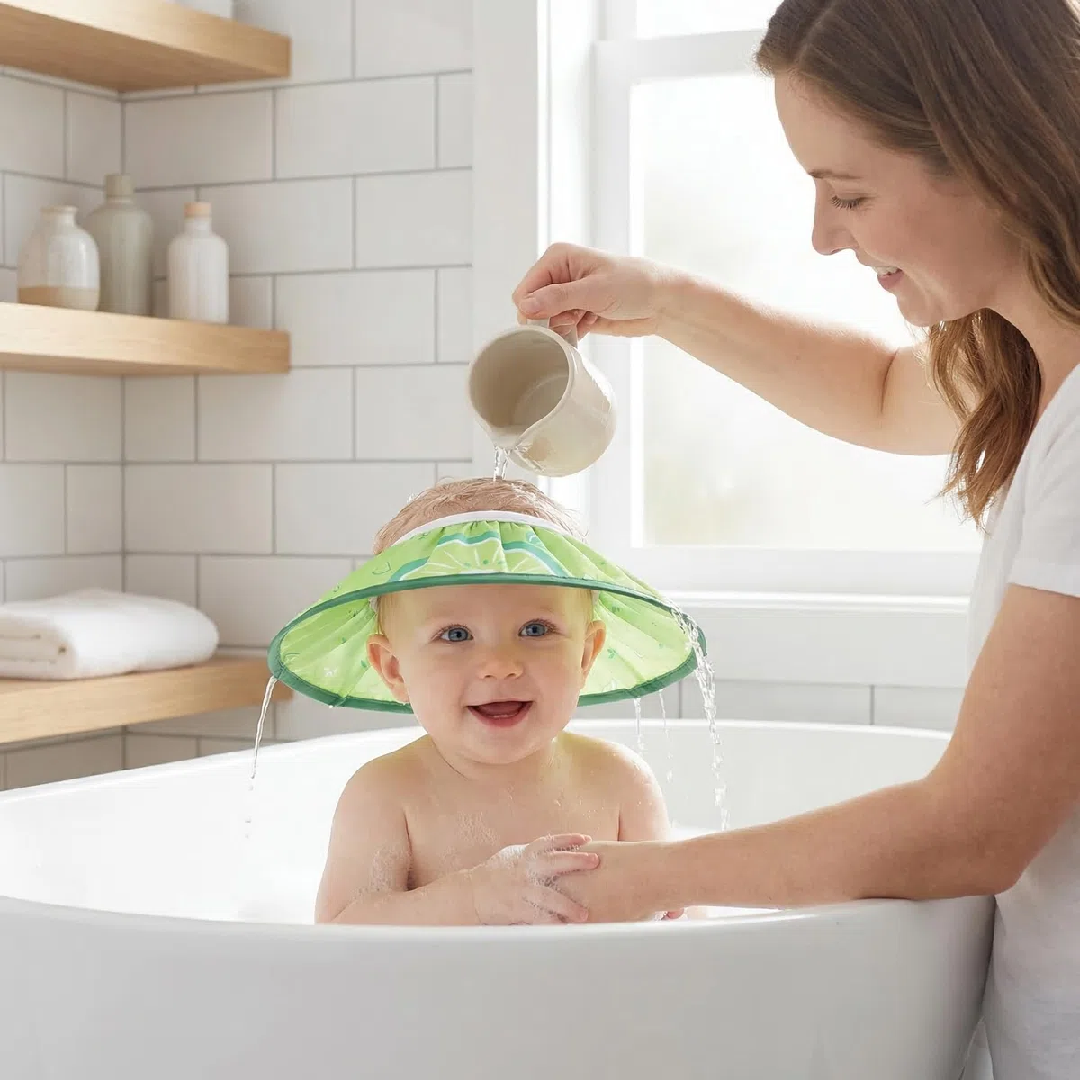 Shampoo Shield Adulto Bambino Shampoo Cap Baby Visiera Bagno Bambino Cappello Per Bambino Bella Doccia Tpe Cuffia Doccia Il Cerchio Cappello Verde per Bambino Adulto Lavaggio Dei Capelli Scudo