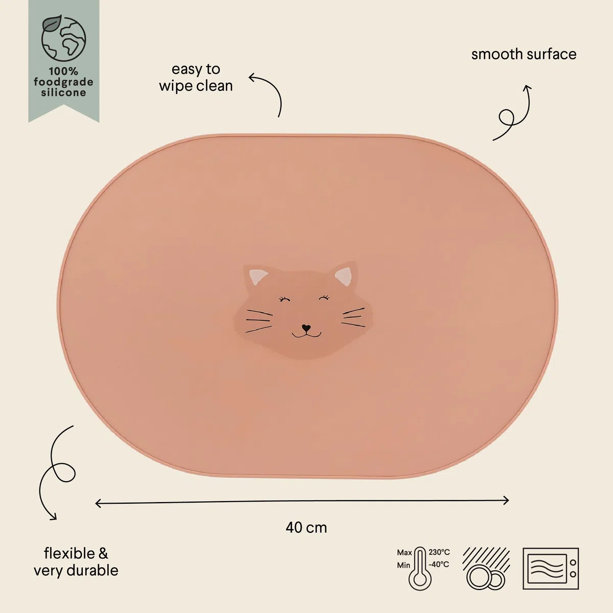 Trixie Tovaglietta in silicone con scritta Mrs. Cat, antiscivolo, morbida, resistente e facile da pulire, perfetta per lo svezzamento, i pasti e il tempo di gioco, ecologica e sicura