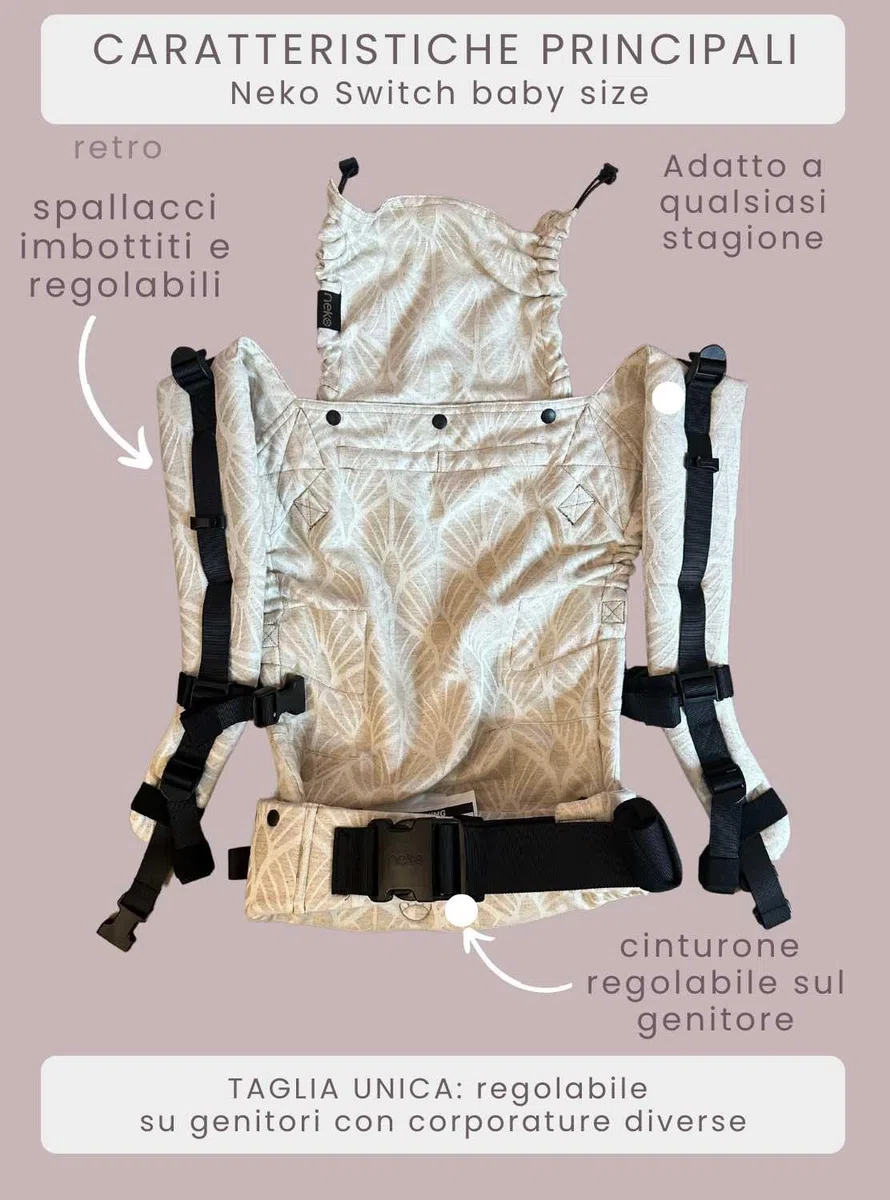 Neko Switch Air Baby, Marsupio Portabebè Ergonomico per neonati e bambini da 3.5 kg a 24 Mesi (Kidonya Elegance Air)