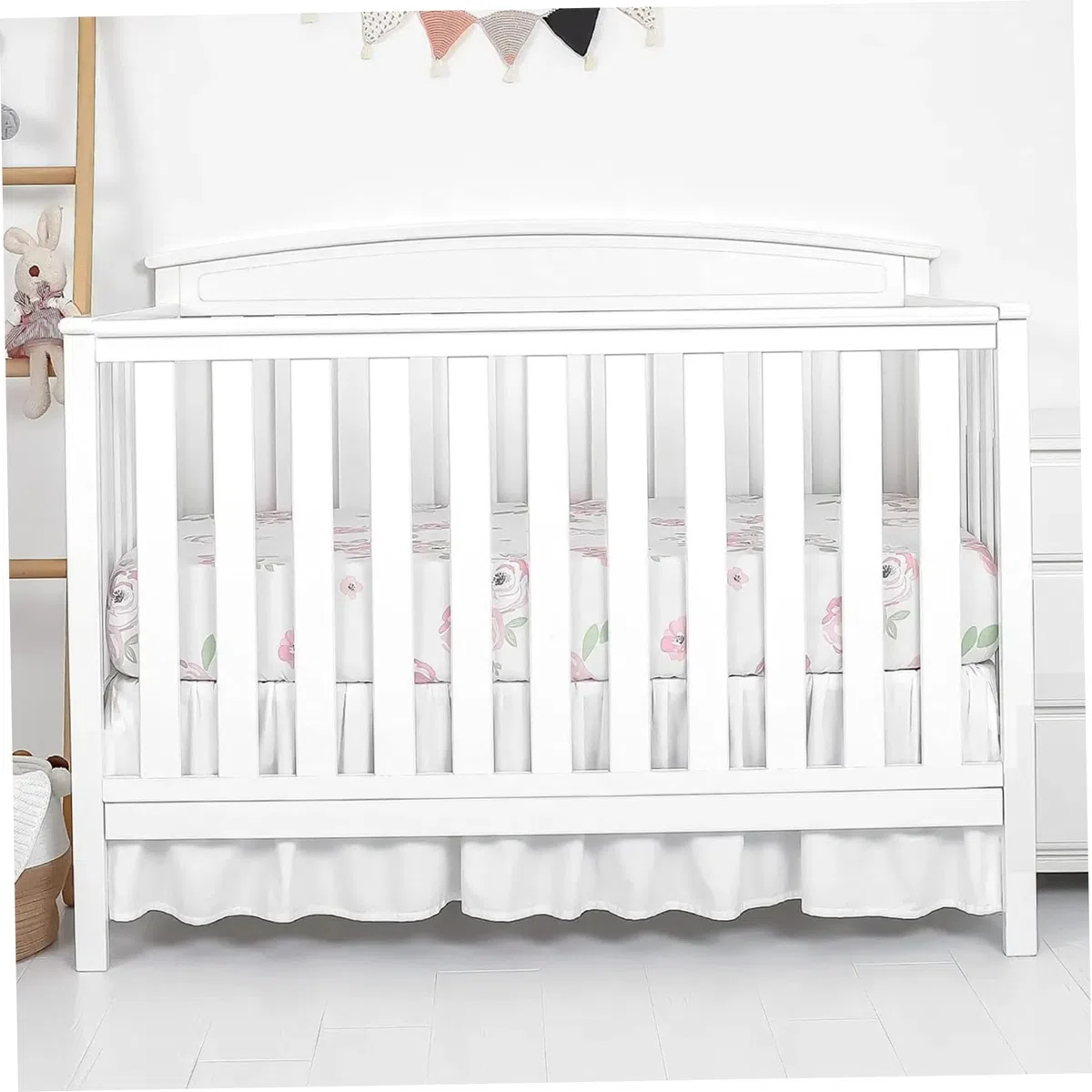 Gonne bianche per lettino per culla, gonna per biancheria da letto per bambini per culla per neonati o ragazzi, 28x52x14 pollici
