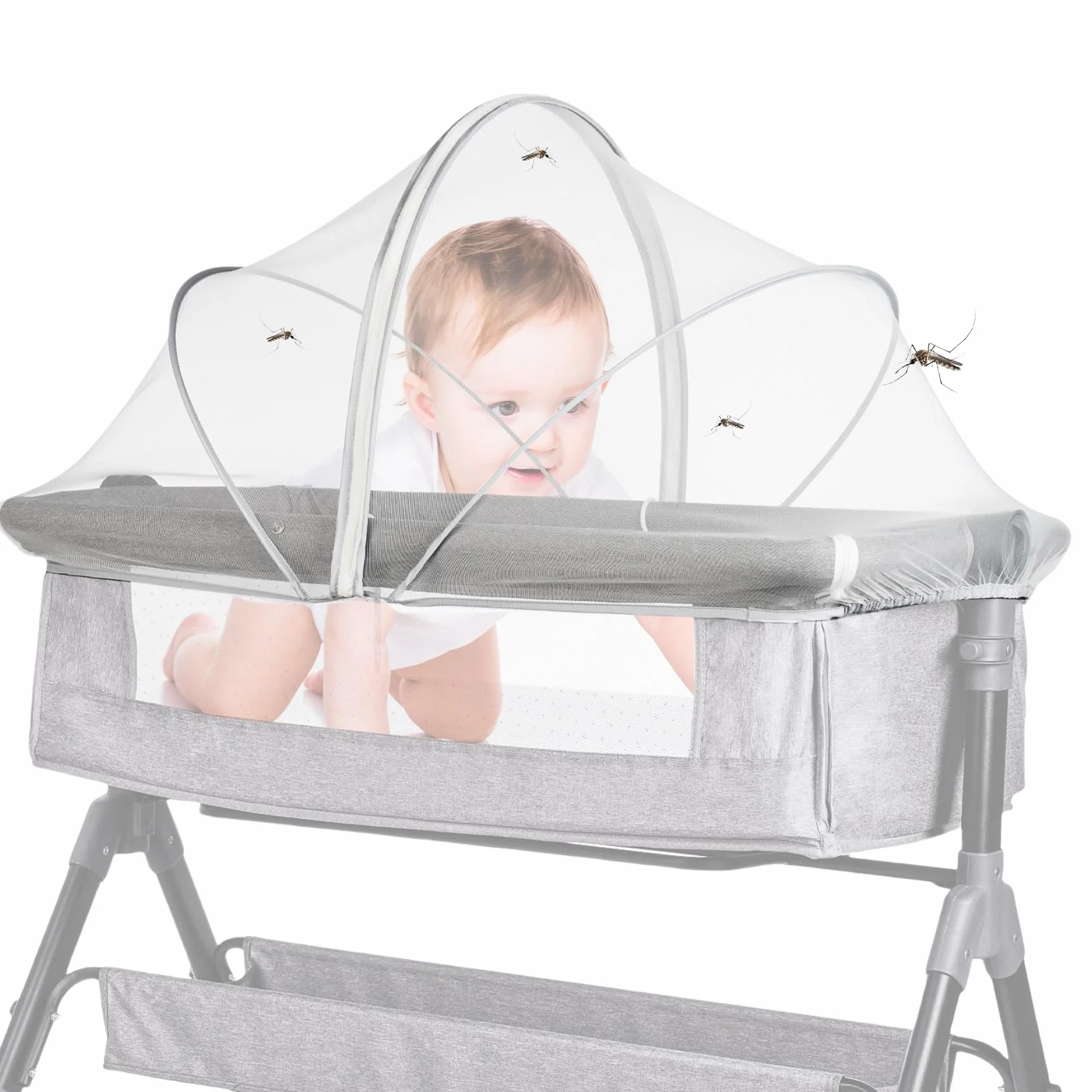 Zanzariera universale per lettino: WEGREAT 100 x 55 cm, zanzariera per lettino da viaggio con chiusura lampo, zanzariera pieghevole, zanzariera per culle, zanzariera per viaggi e casa, bianco