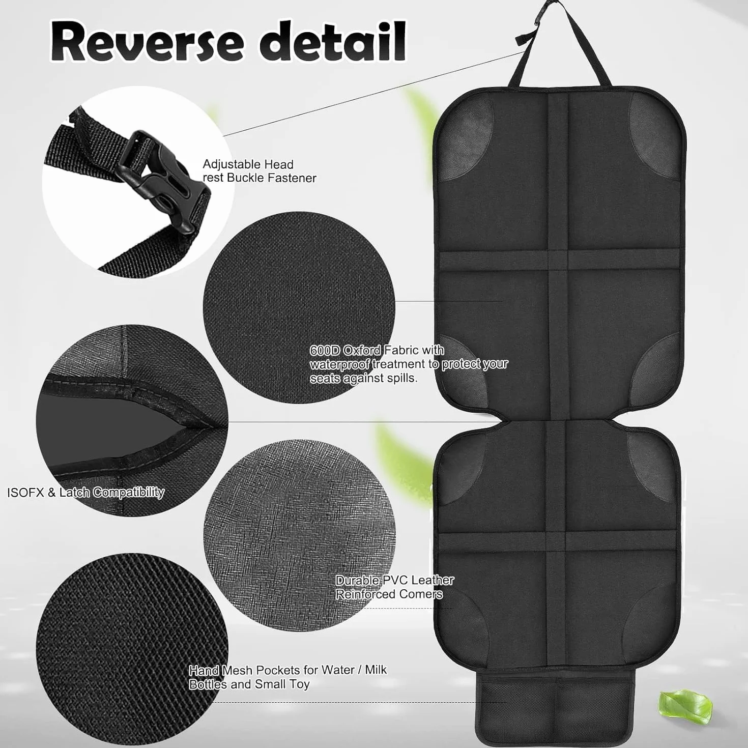 AiQInu Protezione Sedile Auto, 2Pcs Protezioni Per Seggiolino Auto Impermeabile Antiscivolo per Bambini Compatibile con 2 Tasche Portaoggetti per Suv,Berlina,Seggiolino Auto in Pelle E Tessuto