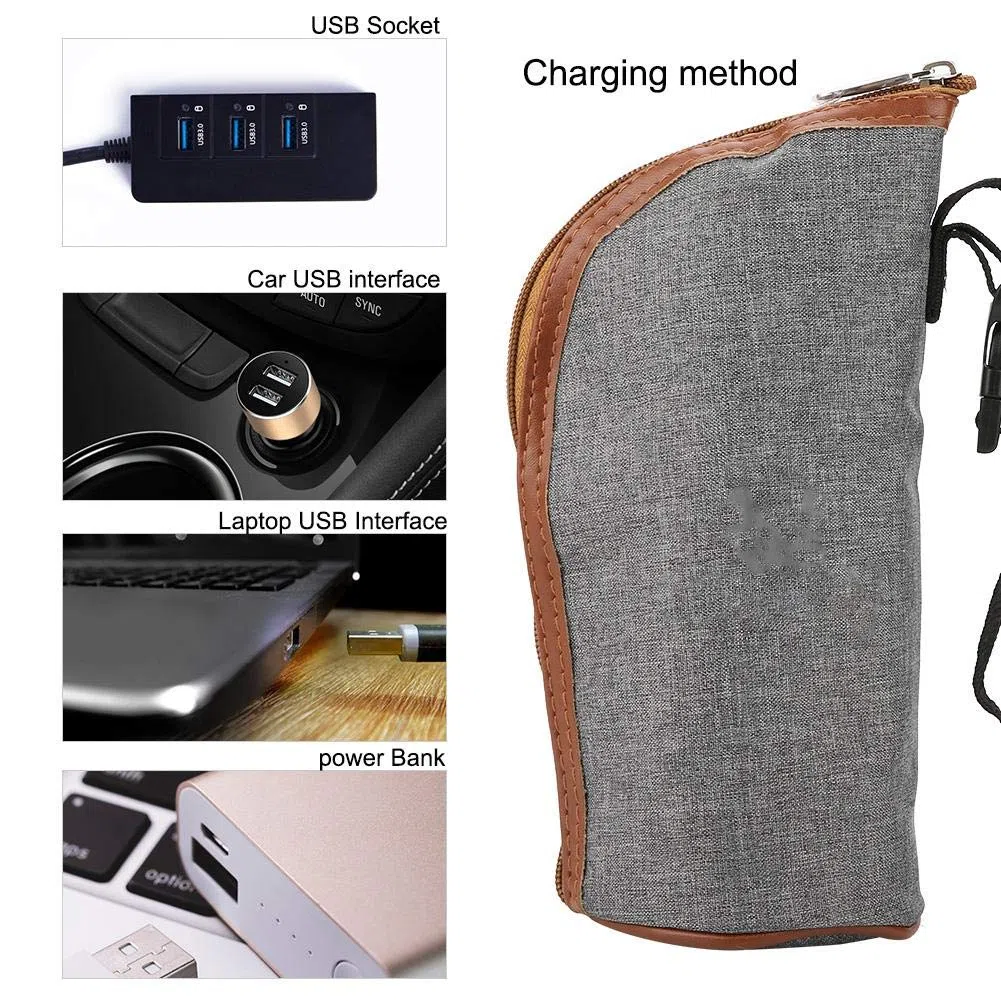 Qinlorgon Scaldabiberon per Neonati - USB Riscaldamento Tazza da Viaggio Portatile Scaldalatte Scaldabiberon Biberon Borsa per Neonati