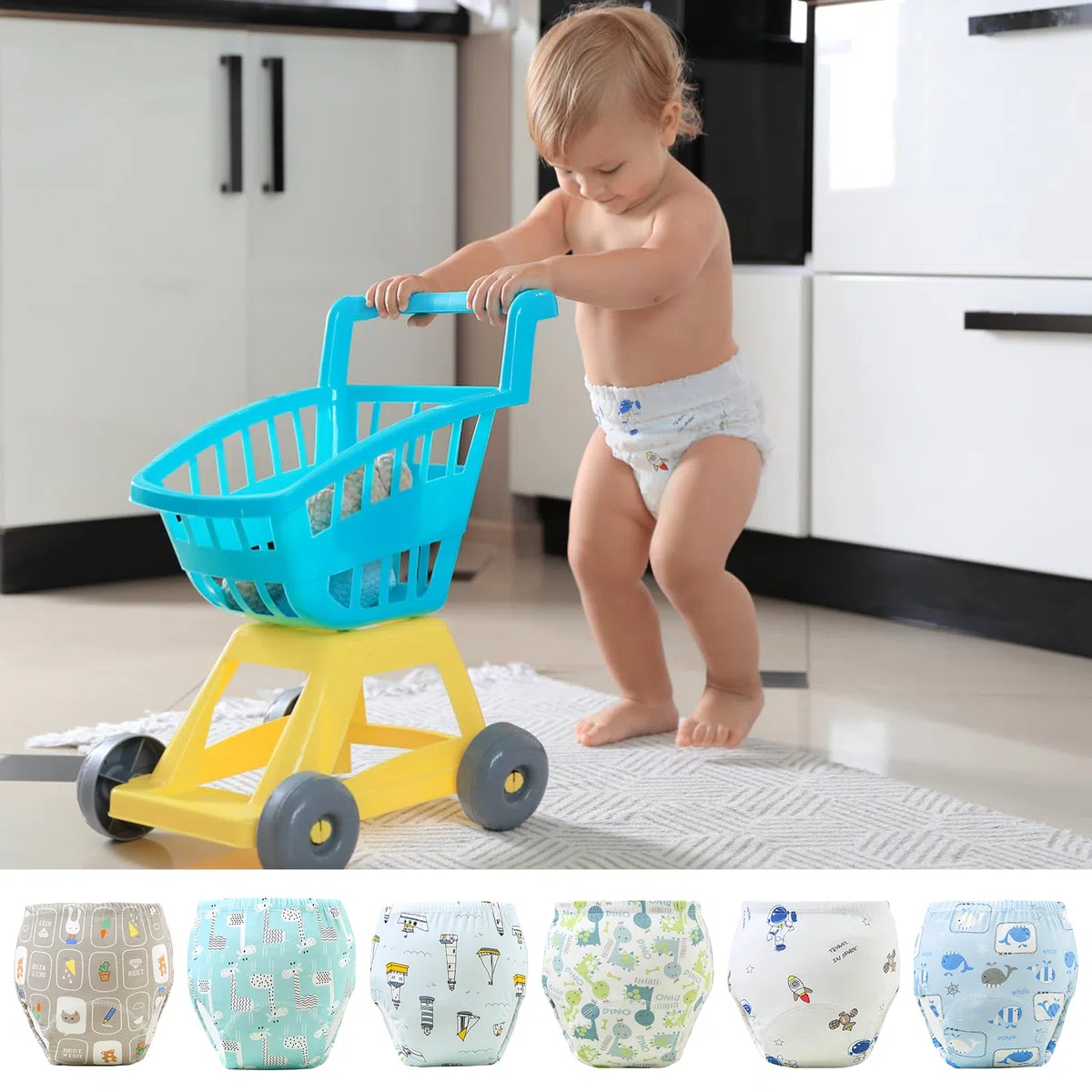 volumoon 6 pantaloni da allenamento per bambini, lavabili per bambini, 2-6 anni, 100% cotone, traspiranti (110,13 kg-20 kg)