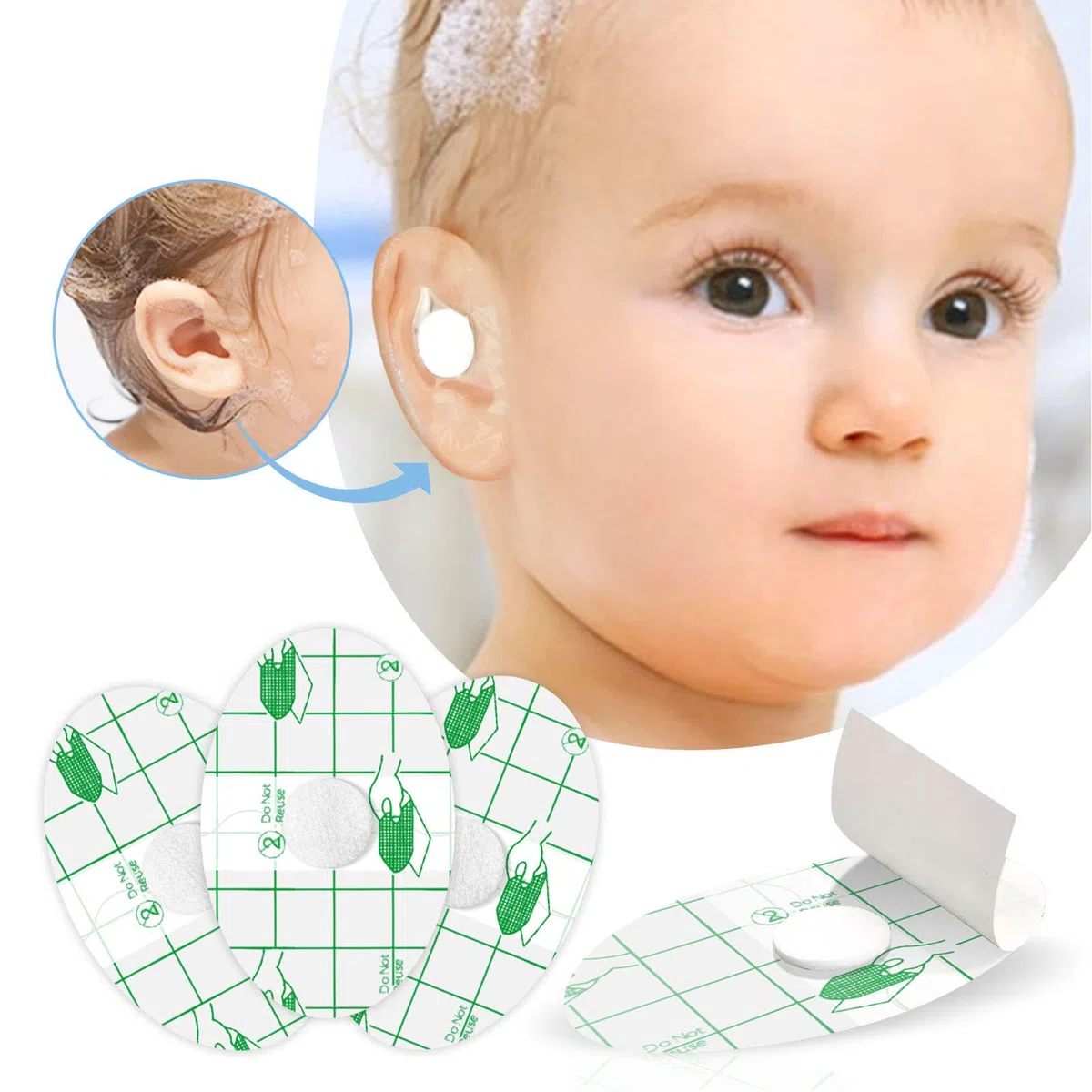 Protezione Orecchie Acqua Bambini, 60 pezzi Copri Orecchie Per Piscina Bambini Cerotti Orecchie ottimo adesivo per le orecchie dei bambini