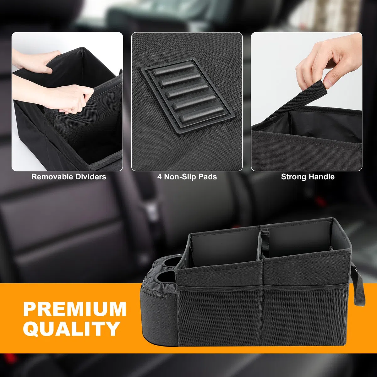Romon Organizer Auto, Organizer Bagagliaio Autos Sedile Anteriore Posteriore Car Organizers Bambini per Caddy con Divisorio, Maniglie e Tasche Multiple in Rete per Giocattoli Libri Snack Tablet