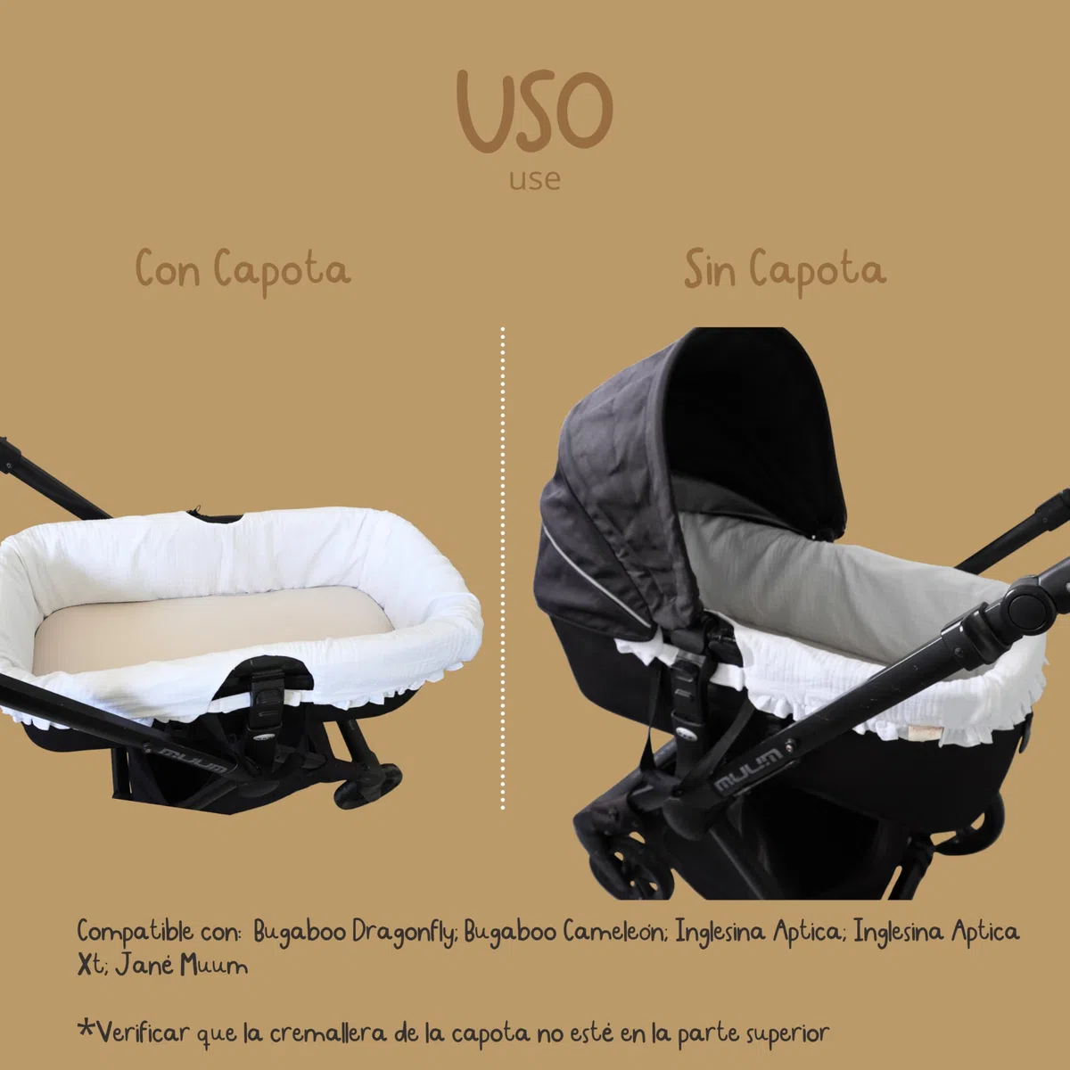 Thermikoa Copertura Universale per Navicella Carrozzina in Mussola con Volant Rivestimento Interno Neonato in Cotone Traspirante, Protezione Elegante per Passeggino, Accessorio Bianco Lavabile