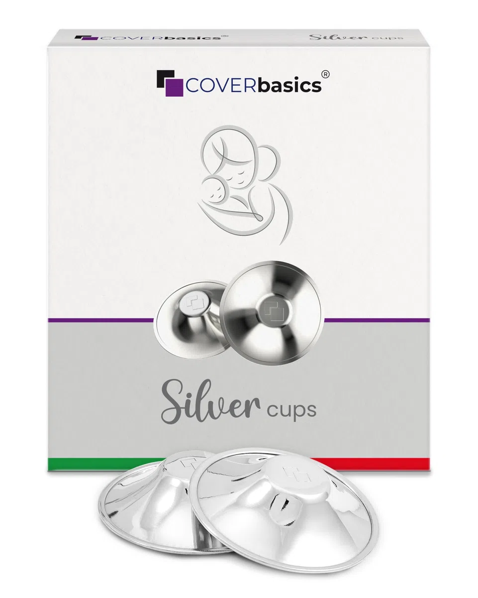 COVERbasics Paracapezzoli in Argento (SilverCups) Coppette Proteggi Capezzoli per Aiutare a Prevenire e Lenire Le Ragadi al Seno Durante l' Allattamento (Regular)