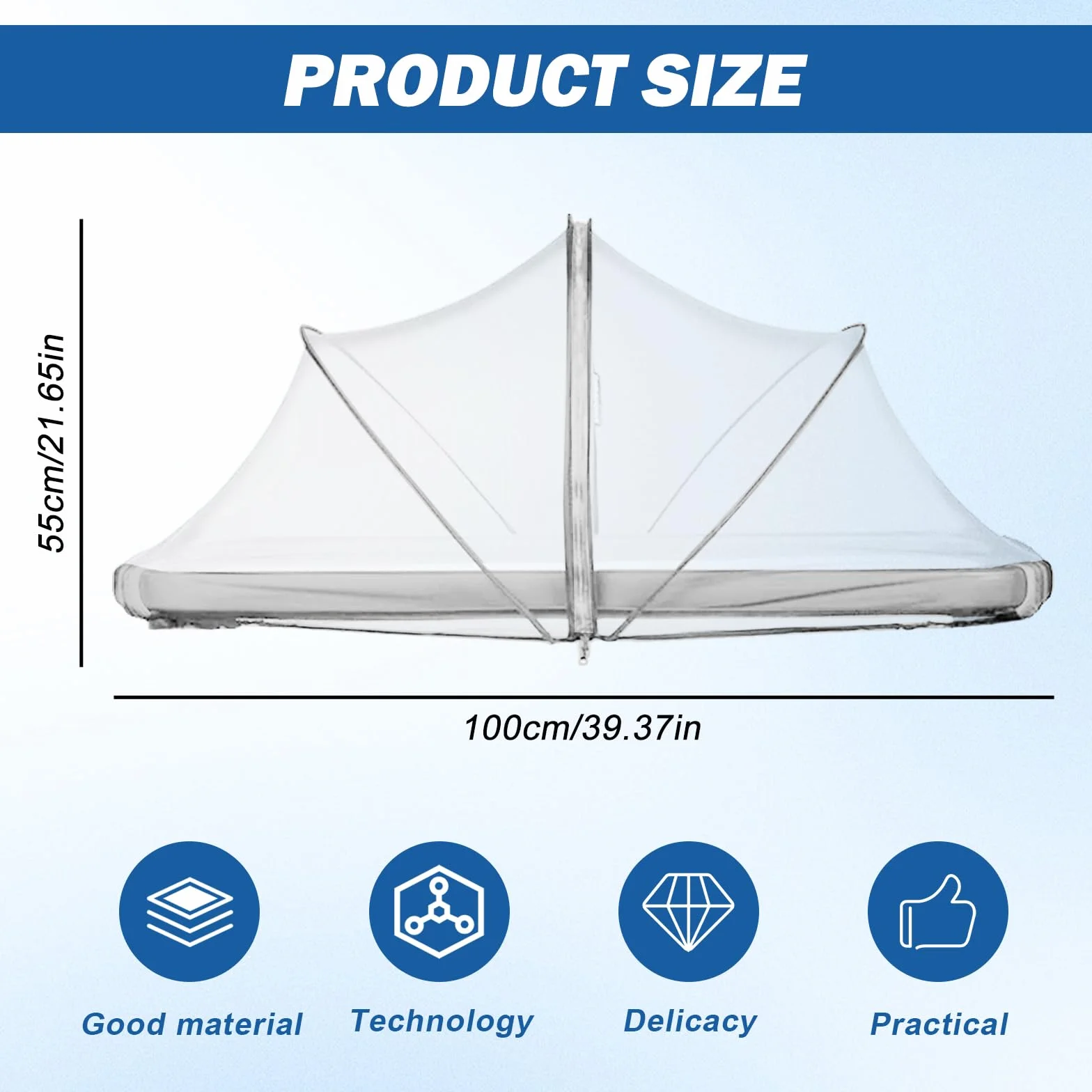 Zanzariera universale per lettino: WEGREAT 100 x 55 cm, zanzariera per lettino da viaggio con chiusura lampo, zanzariera pieghevole, zanzariera per culle, zanzariera per viaggi e casa, bianco