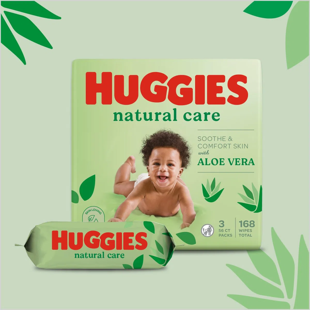 Huggies Natural Care, Salviette neonato, Dermatologicamente testate, con Aloe Vera, 70% fibre assorbenti naturali, 560 Salviette