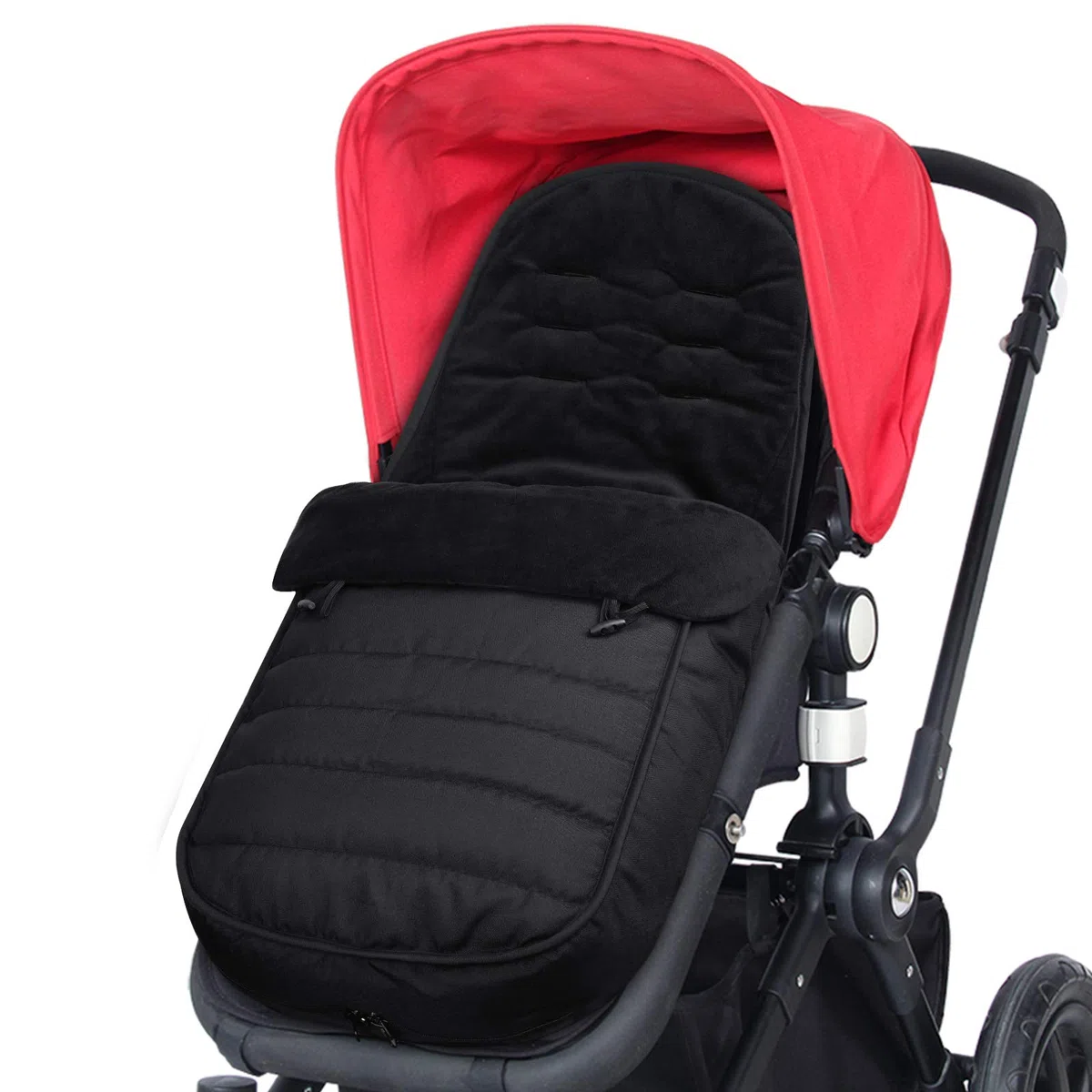 WD&CD Passeggino Coprigambe, Coprigambe Termico Universale per Passeggino, Impermeabile e Antivento, 2 in 1 Coprigambe Foderato in Vello di Corallo - Nero