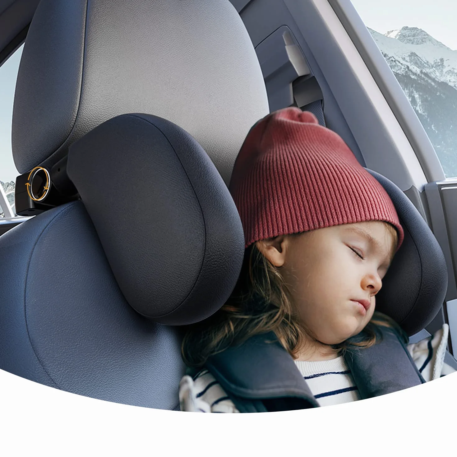 Poggiatesta per auto per bambini Installazione e rimozione rapida in 1 minuto Supporto per la testa morbido e traspirante Comfort di viaggio Comfort di sonno Cuscino laterale per adulti (nero)