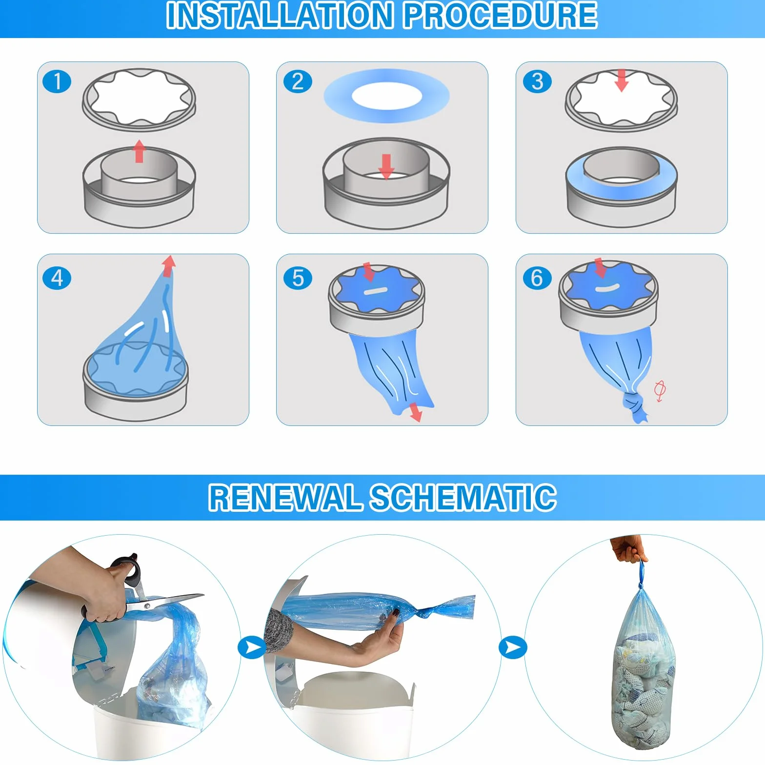 Gigmeta 9 Pezzi Ricarica Mangiapannolini, Pannolino Sacchetti di Ricarica Compatibile con AngelCare & Litter Locker & Tommee Tippee