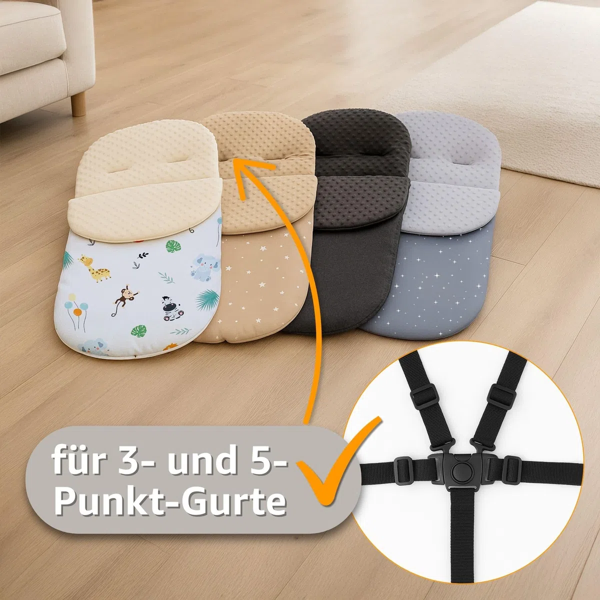 Sacco passeggino invernale nanna 90x45 cm - coprigambe universale neonato termico per cybex yoyo e altri passeggini perfetto per ragazzi e ragazze Minky certificato Oeko-Tex Beige Con Stelle Bianche