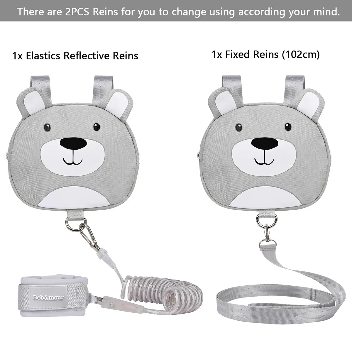 Bebamour Baby Animal Zaino con redini di sicurezza, mini borsa con corde di sicurezza per bambini, zaino portatile, zaino con cinture di sicurezza per ragazzi e ragazze,