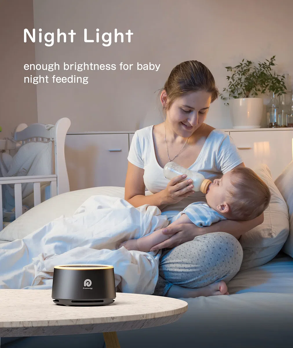 Dreamegg - Macchina per il rumore bianco, per bambini e adulti, 24 suoni naturali HiFi, terapia con luce notturna, continua o timer, funzione di memoria, macchina per il rumore per dormire a casa e