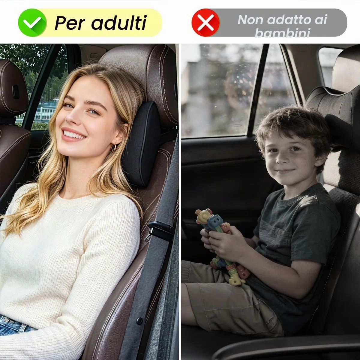 ZATOOTO Cuscino Auto Collo Pillow Memory Foam Supporto Testa Seggiolino Auto Per la Guida, Confortevole Traspirante, Nero