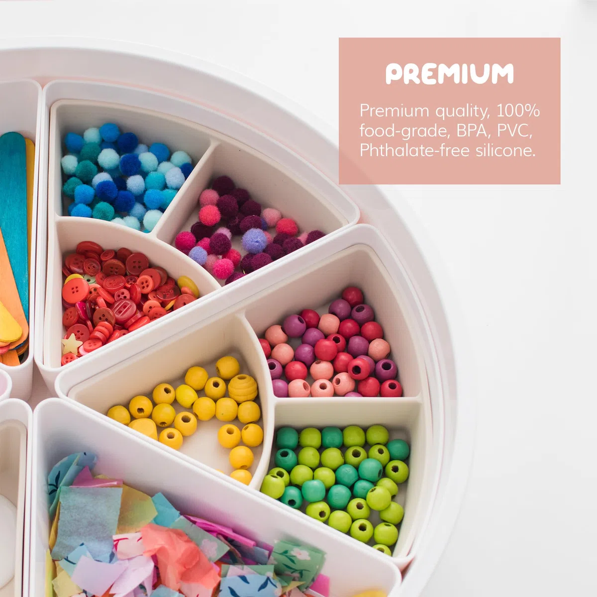 Inspire My Play,3xscomparti in silicone per l'ordinamento e l'organizzazione,Compatibile con vassoio sensoriale,Giocattoli per attività e sviluppo precoce per bambini disabili,Shell Pink