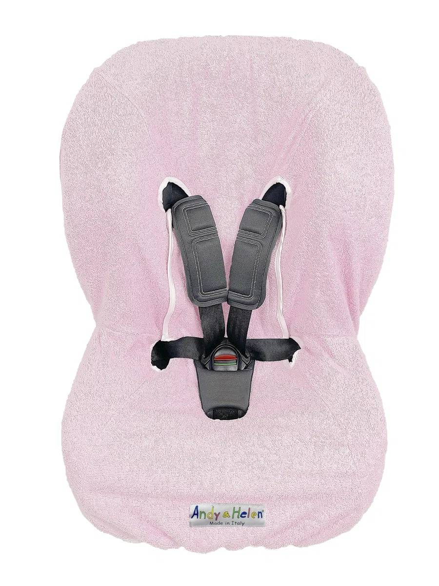 Andy & Helen 9001MAXI Copri Seggiolone Auto Spugna Maxi di Cotone 100% Copriseduta Universale, Antiallergico per Bambino e Neonato - Made in Italy (Rosa)