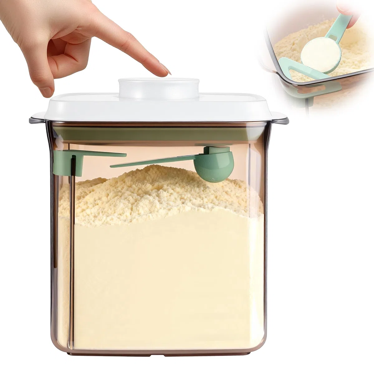 Dispenser per latte in polvere, 1700 ml, contenitore sigillato con cucchiaio, latte in polvere, contenitore per alimenti per latte in polvere, farina, legumi