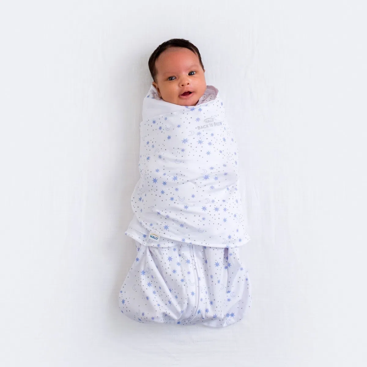HALO - Sacco nanna Sleepsack, da 1,5 tog, 100% cotone, coperta per neonati unisex, 3-6 mesi, motivo con lune, blu