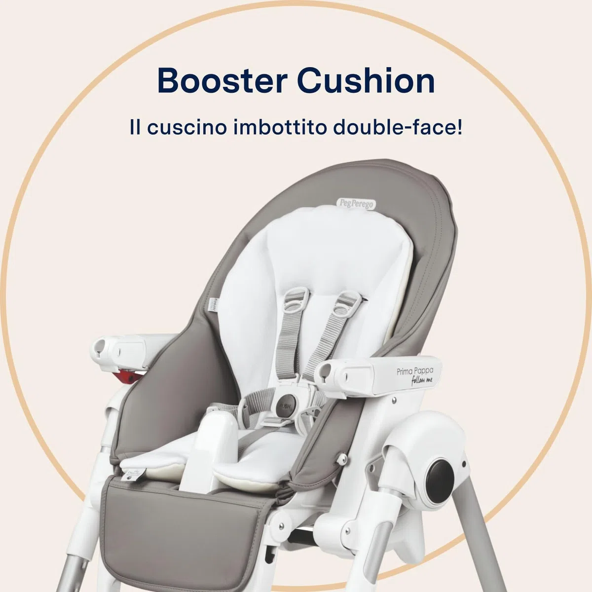 PEG Booster Cushion - Cuscino Imbottito Double Face - Compatibile con i Seggioloni e Passeggini di Peg