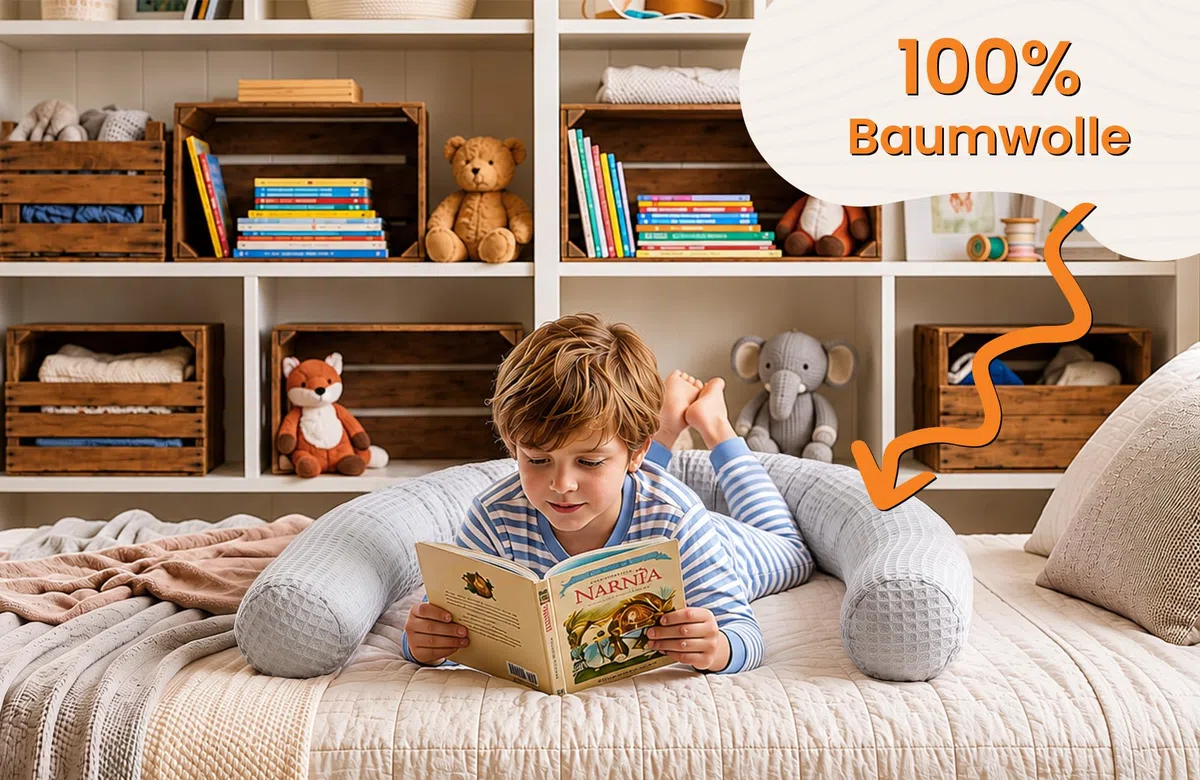 Totsy Baby Cuscino XXL a forma di serpente per letto, cuscino da allattamento, cuscino decorativo, protezione per il bordo del letto, paracolpi XL Grigio 150 cm Certificato Oeko-Tex