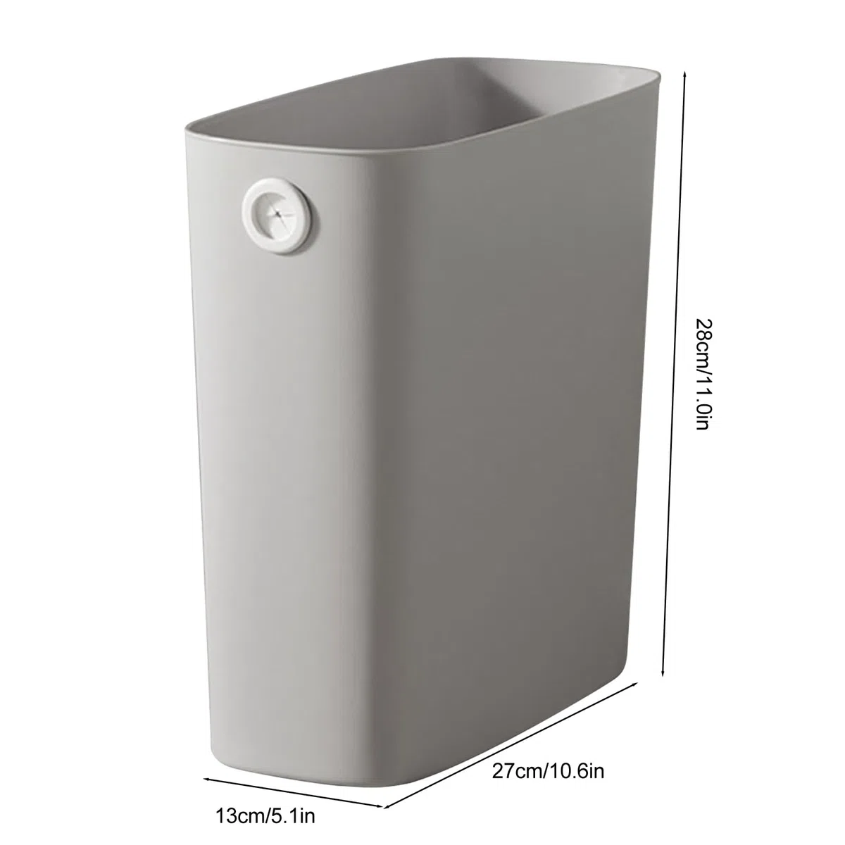 Haofy Cestino per Rifiuti in Plastica, Pattumiera Sottile con Coperchio Aperto per Ufficio Domestico, 11x10,6x5,1 (Grigio caldo)