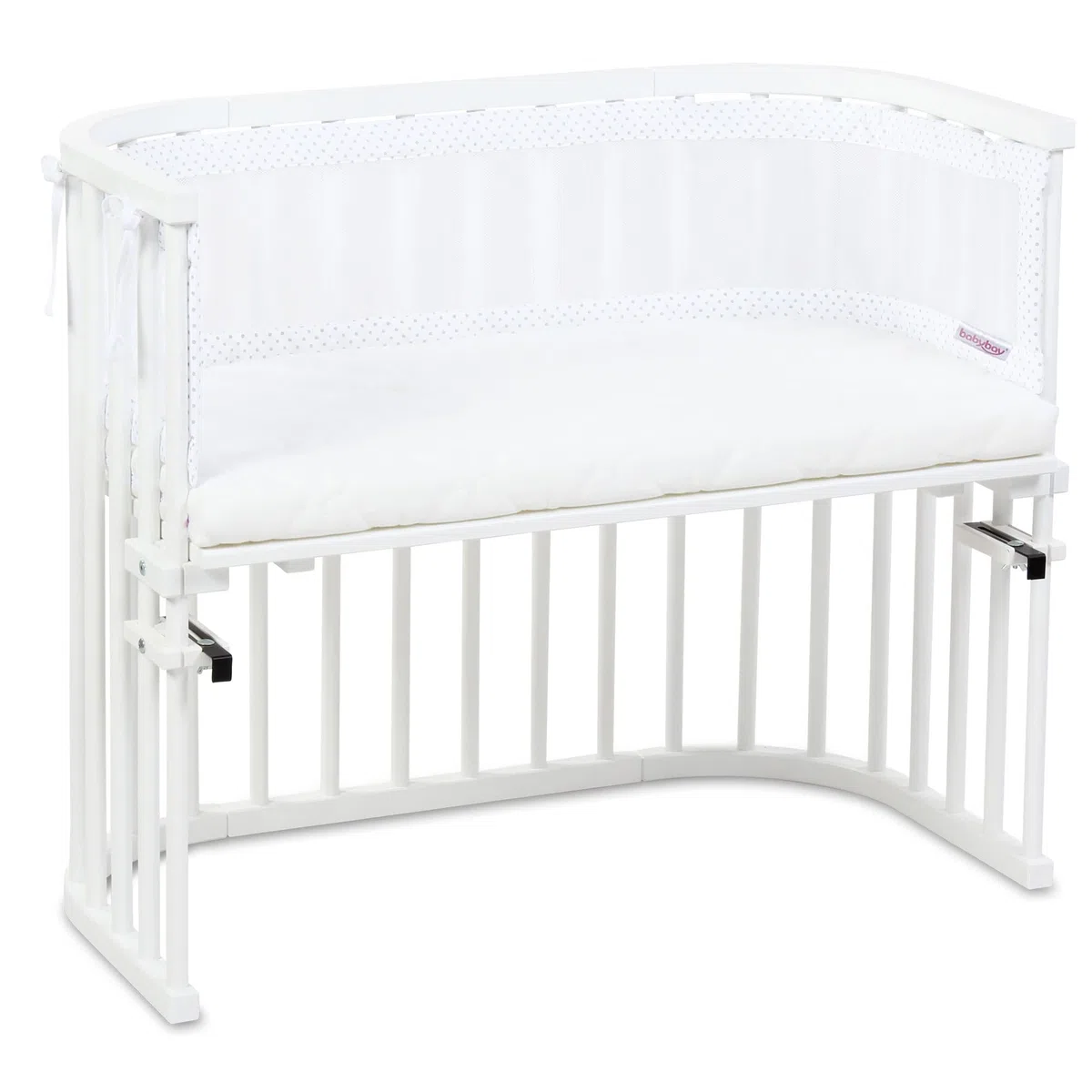 Babybay Babynest Mesh-Piqué Suitable For Model Original, White Points Pearl Grey - 180 g