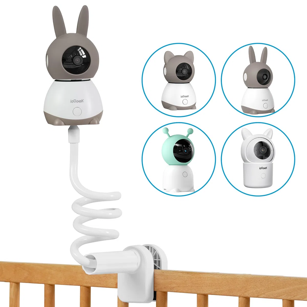 ieGeek Supporto per macchina fotografica, monitor/fotocamera/cellulare/supporto per fotocamera per neonato, flessibile, adatto per lettini, compatibile con Baby 1T/Baby 4/Baby 7S